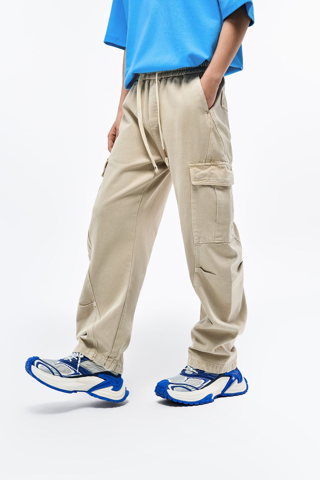 OVERLAPS Multi-Pocket Utility Curved Cargo Pants, premium urban and streetwear designers apparel on PROJECTISR.com, OVERLAPS