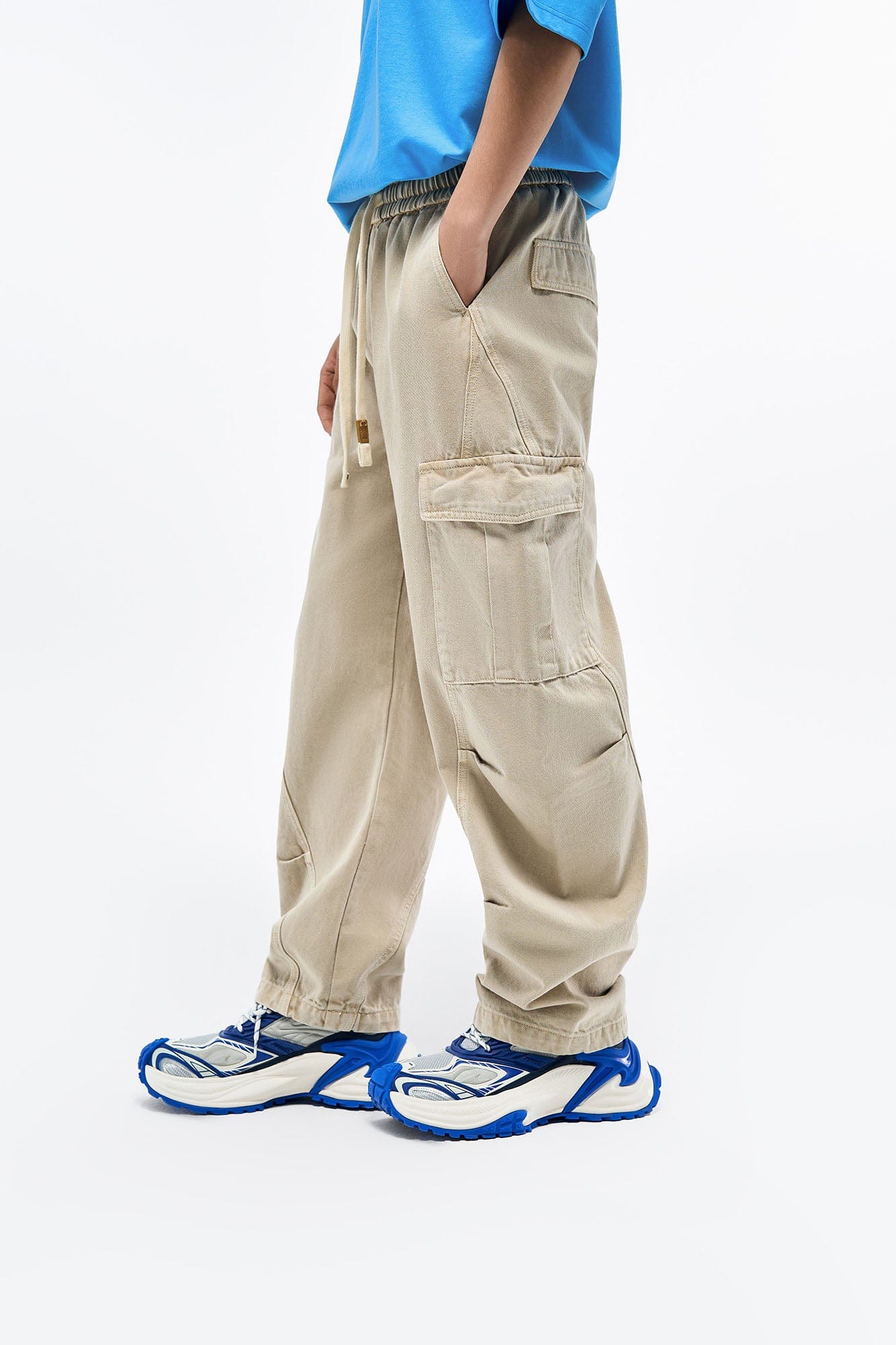 OVERLAPS Multi-Pocket Utility Curved Cargo Pants, premium urban and streetwear designers apparel on PROJECTISR.com, OVERLAPS