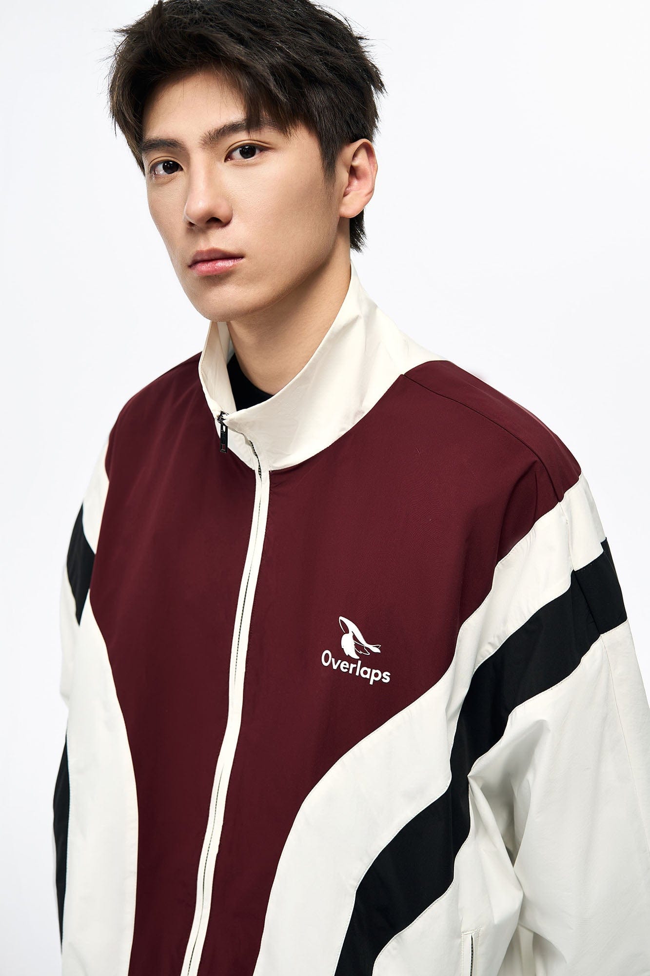 OVERLAPS Retro Contrast Spliced Track Jacket, premium urban and streetwear designers apparel on PROJECTISR.com, OVERLAPS