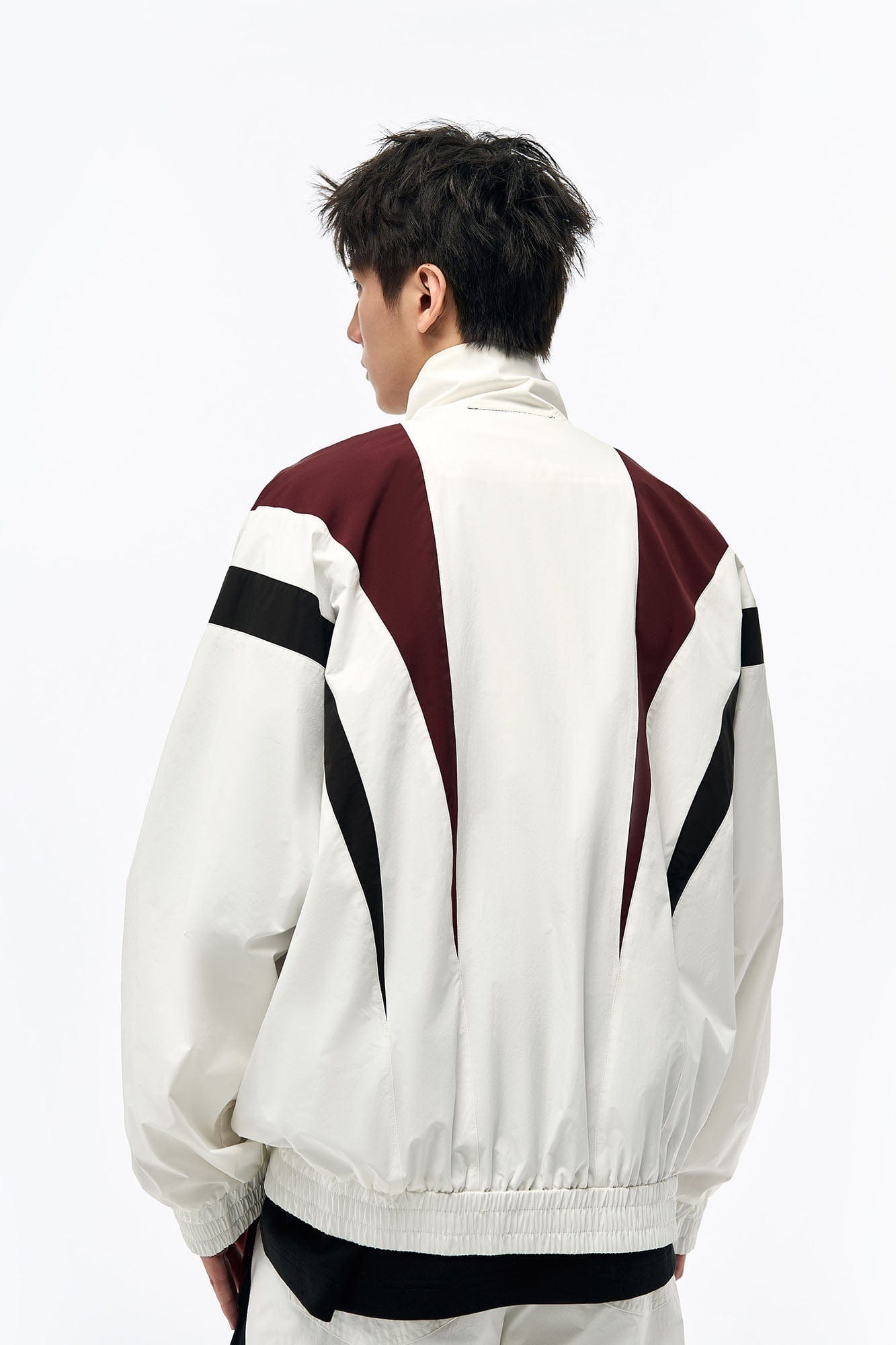 OVERLAPS Retro Contrast Spliced Track Jacket, premium urban and streetwear designers apparel on PROJECTISR.com, OVERLAPS