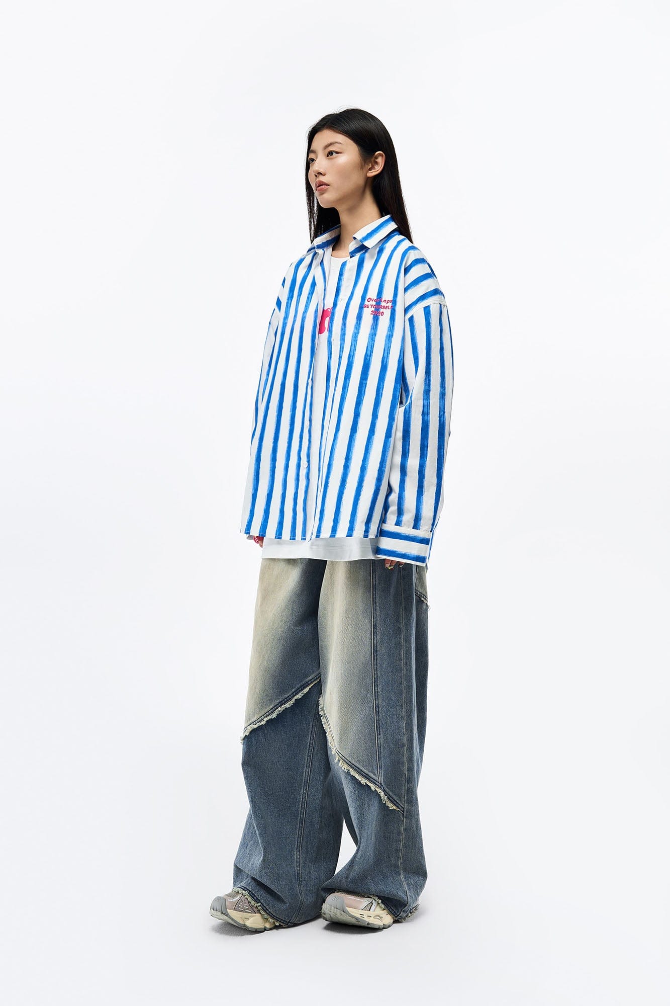 OVERLAPS Brushstroke Stripe Overshirt, premium urban and streetwear designers apparel on PROJECTISR.com, OVERLAPS