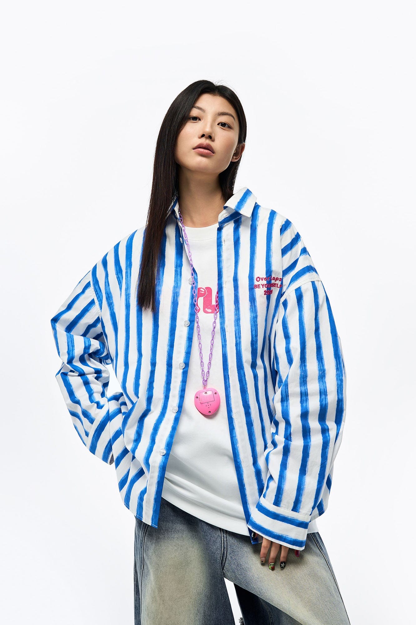 OVERLAPS Brushstroke Stripe Overshirt, premium urban and streetwear designers apparel on PROJECTISR.com, OVERLAPS