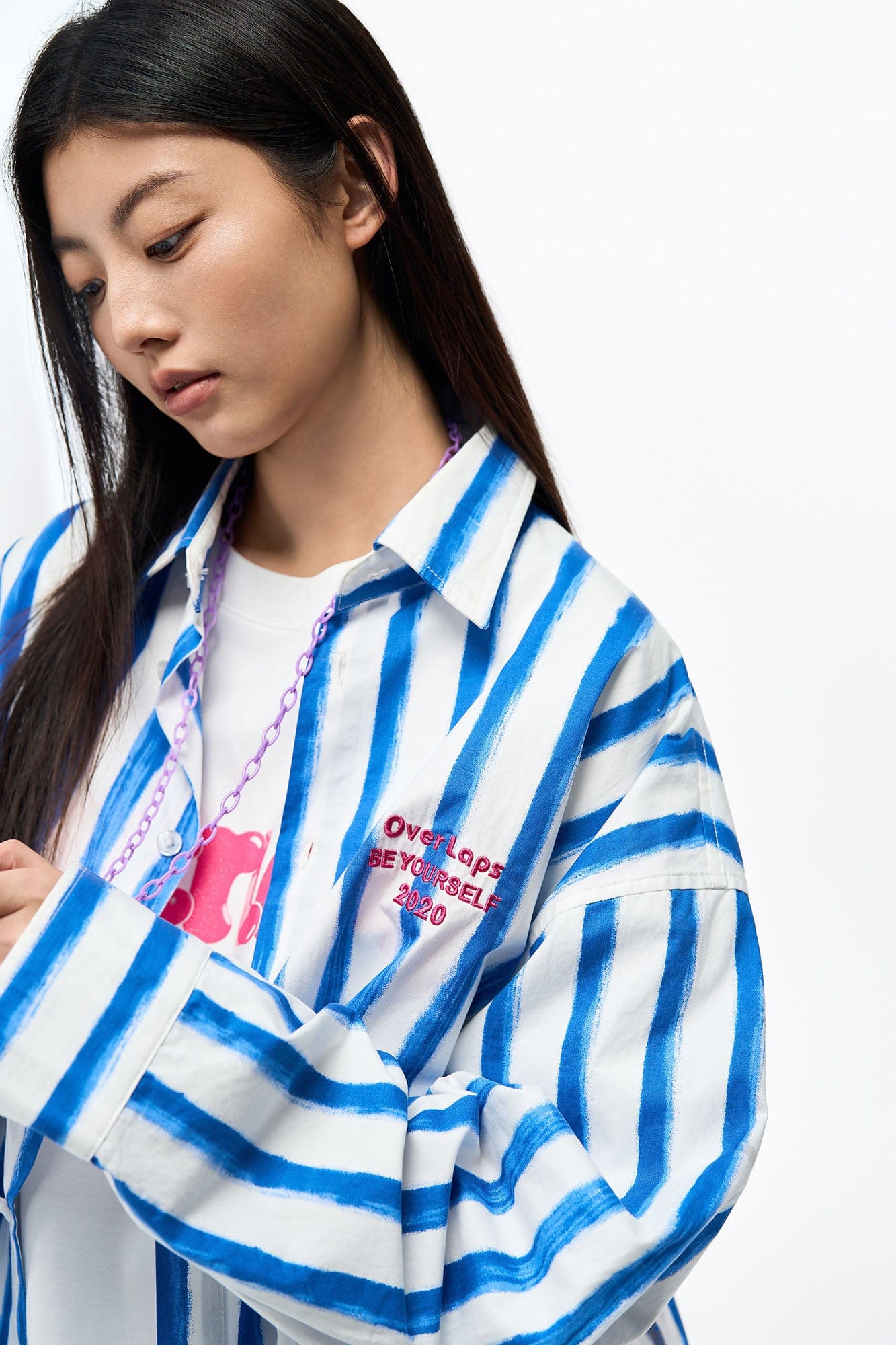 OVERLAPS Brushstroke Stripe Overshirt, premium urban and streetwear designers apparel on PROJECTISR.com, OVERLAPS