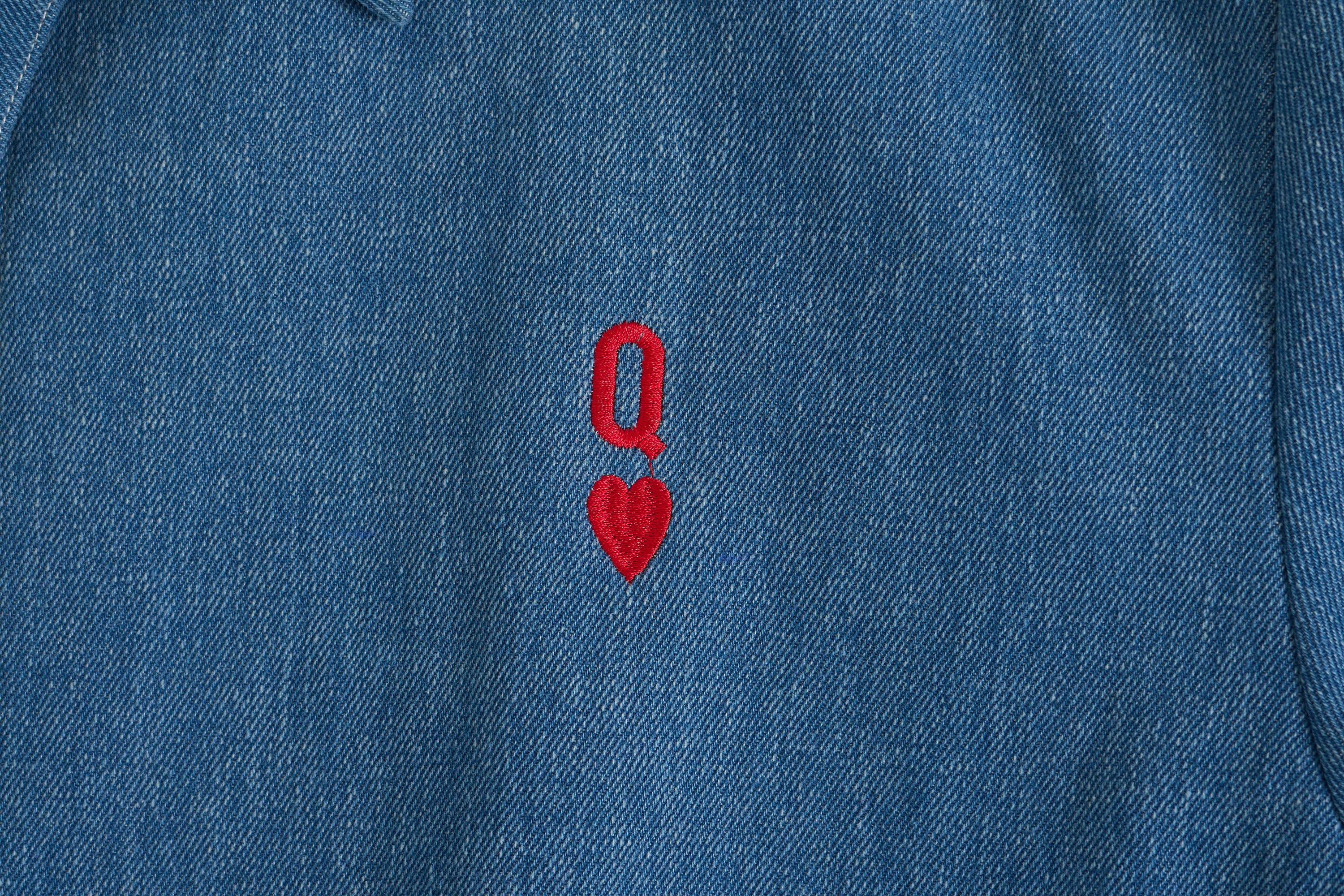 WIID Queen of Hearts Embroidered Denim Jacket, premium urban and streetwear designers apparel on PROJECTISR.com, WIID