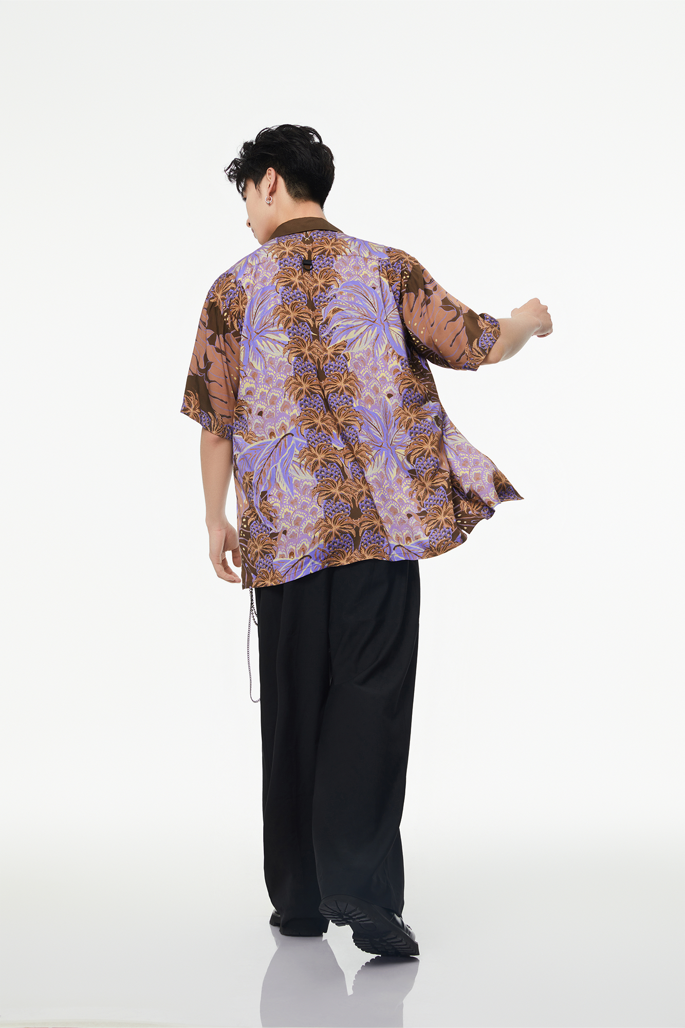 MASH UP ASIA Hawaiian Pineapple Graphic Half Shirt Purple, premium urban and streetwear designers apparel on PROJECTISR.com, MASH UP ASIA