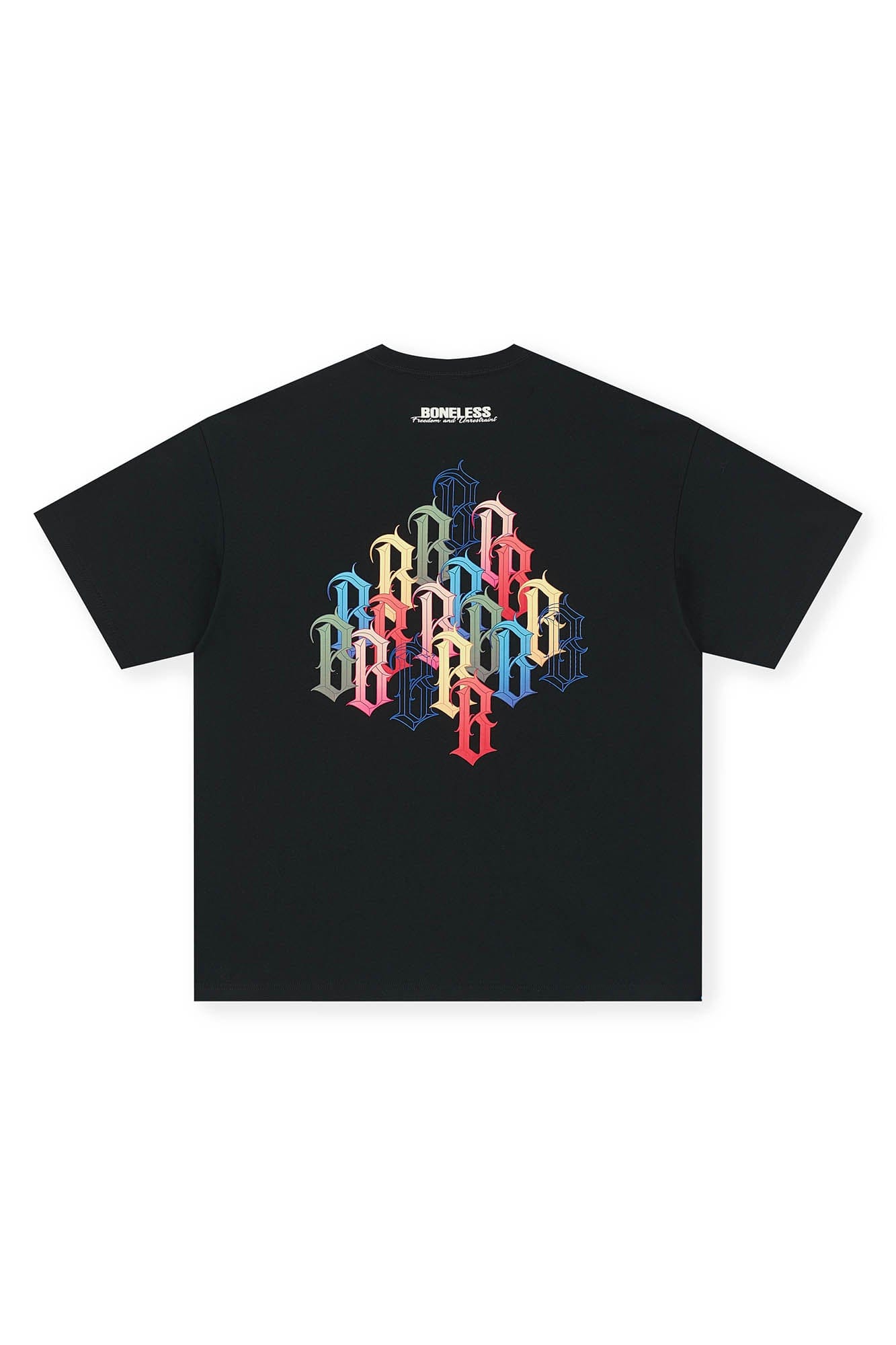 BONELESS Rainbow Collage LOGO T-Shirt, premium urban and streetwear designers apparel on PROJECTISR.com, BONELESS