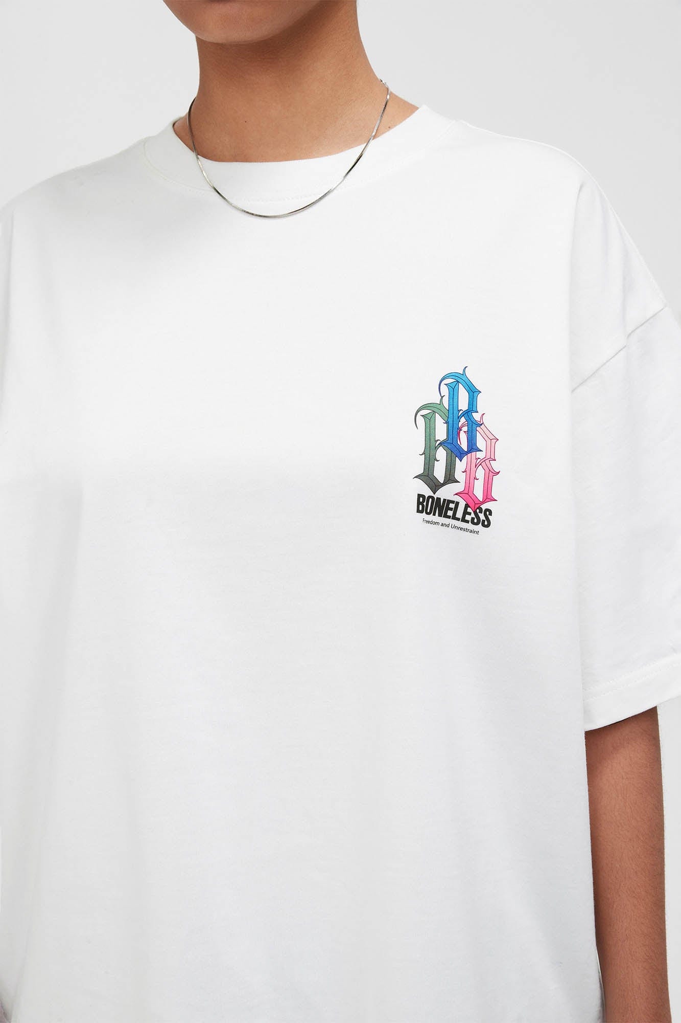 BONELESS Rainbow Collage LOGO T-Shirt, premium urban and streetwear designers apparel on PROJECTISR.com, BONELESS