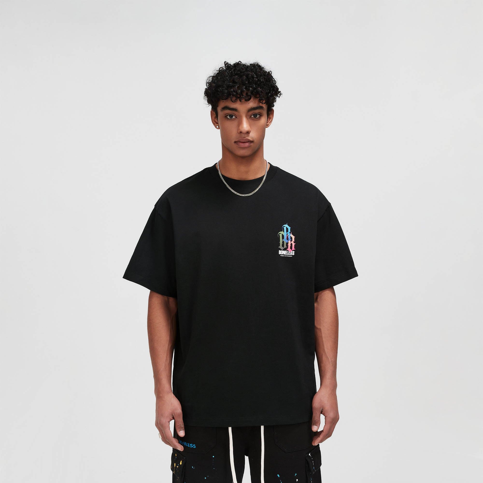 BONELESS Rainbow Collage LOGO T-Shirt, premium urban and streetwear designers apparel on PROJECTISR.com, BONELESS