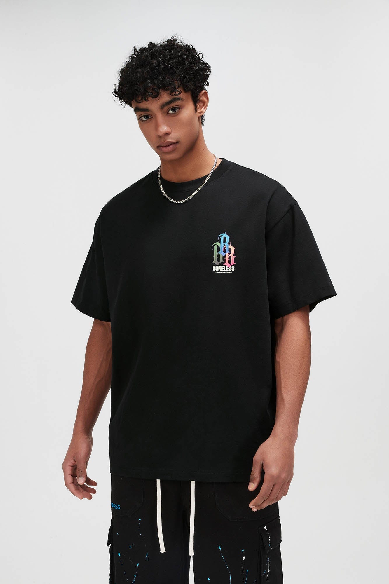 BONELESS Rainbow Collage LOGO T-Shirt, premium urban and streetwear designers apparel on PROJECTISR.com, BONELESS
