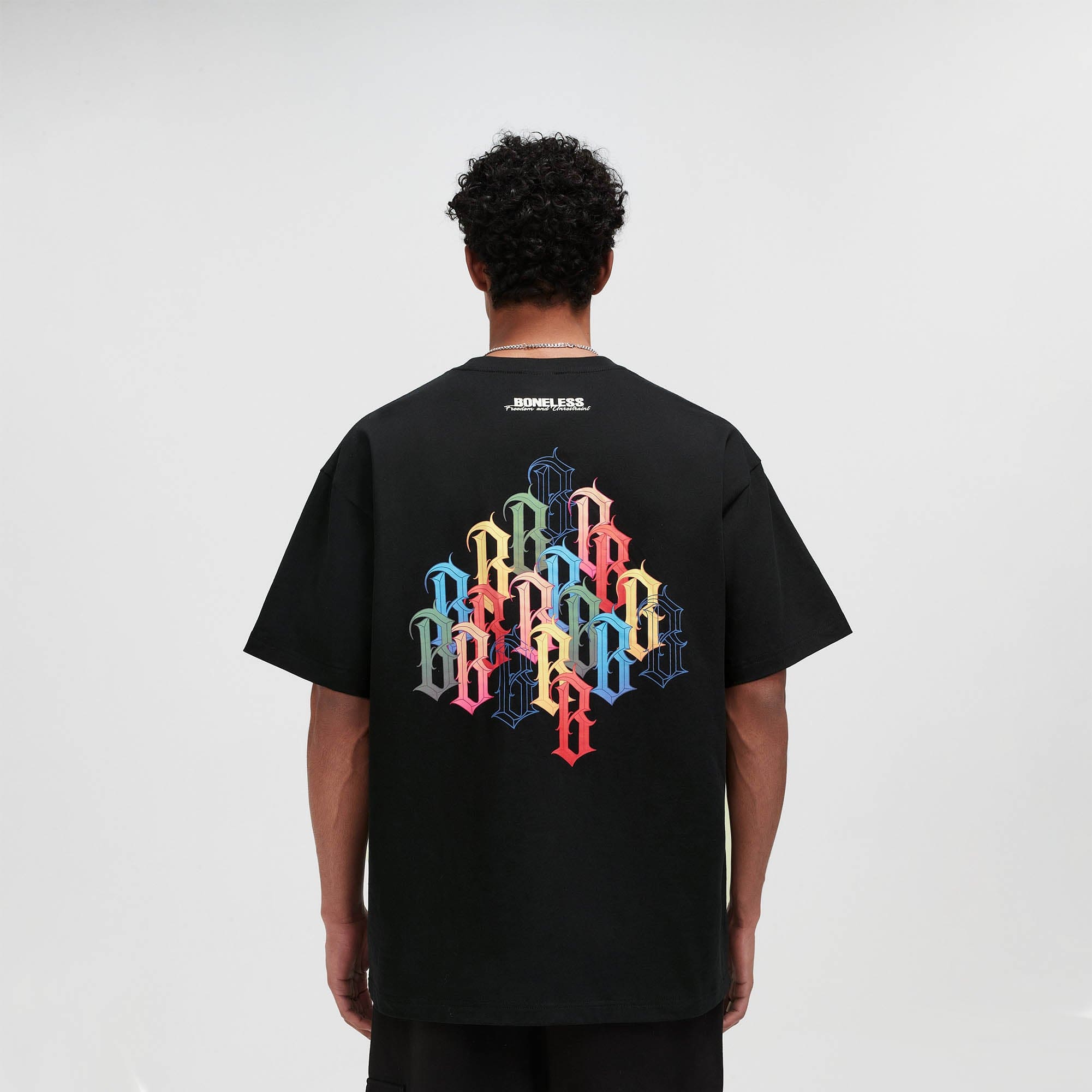 BONELESS Rainbow Collage LOGO T-Shirt, premium urban and streetwear designers apparel on PROJECTISR.com, BONELESS