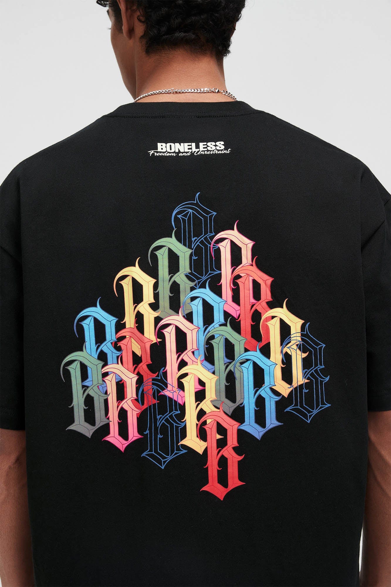 BONELESS Rainbow Collage LOGO T-Shirt, premium urban and streetwear designers apparel on PROJECTISR.com, BONELESS