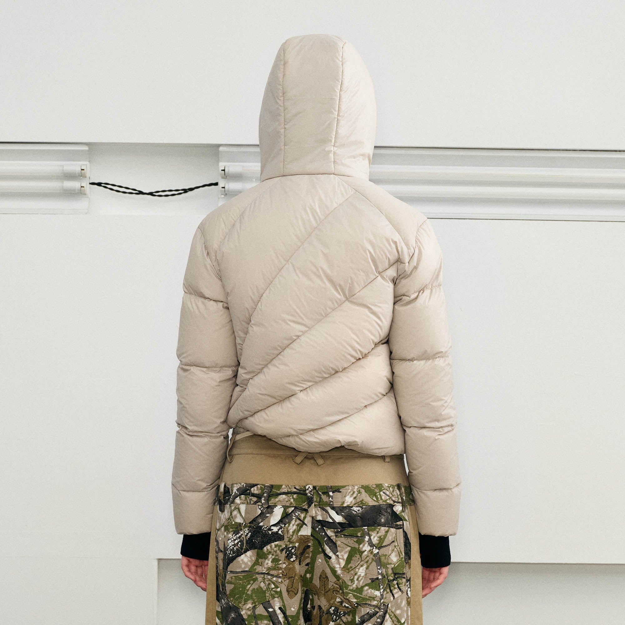 KREATE Asymmetrical Quilted Hooded Down Jacket, premium urban and streetwear designers apparel on PROJECTISR.com, KREATE