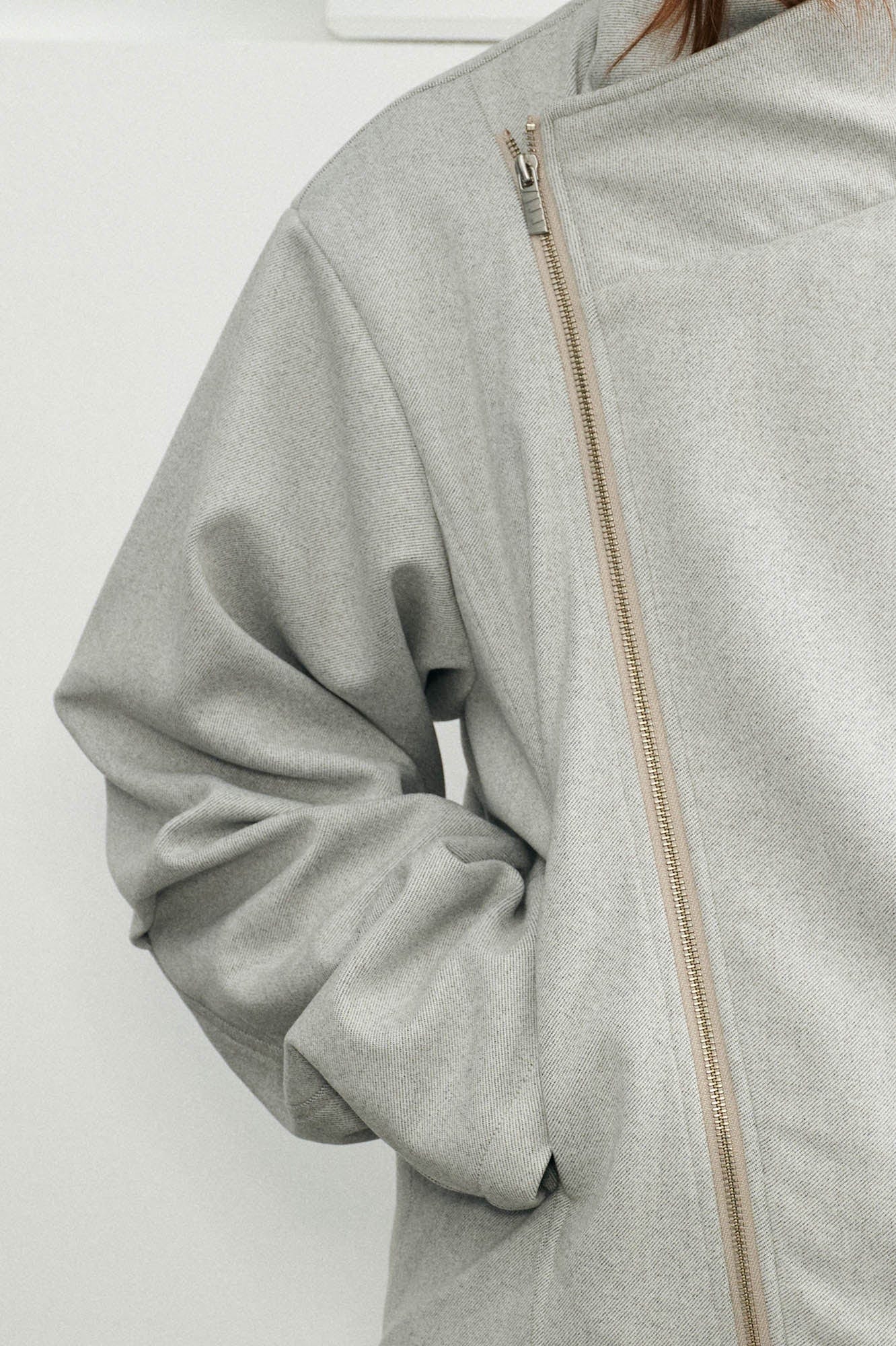 KREATE Detachable Faux Fur Collar Asymmetrical Jacket, premium urban and streetwear designers apparel on PROJECTISR.com, KREATE