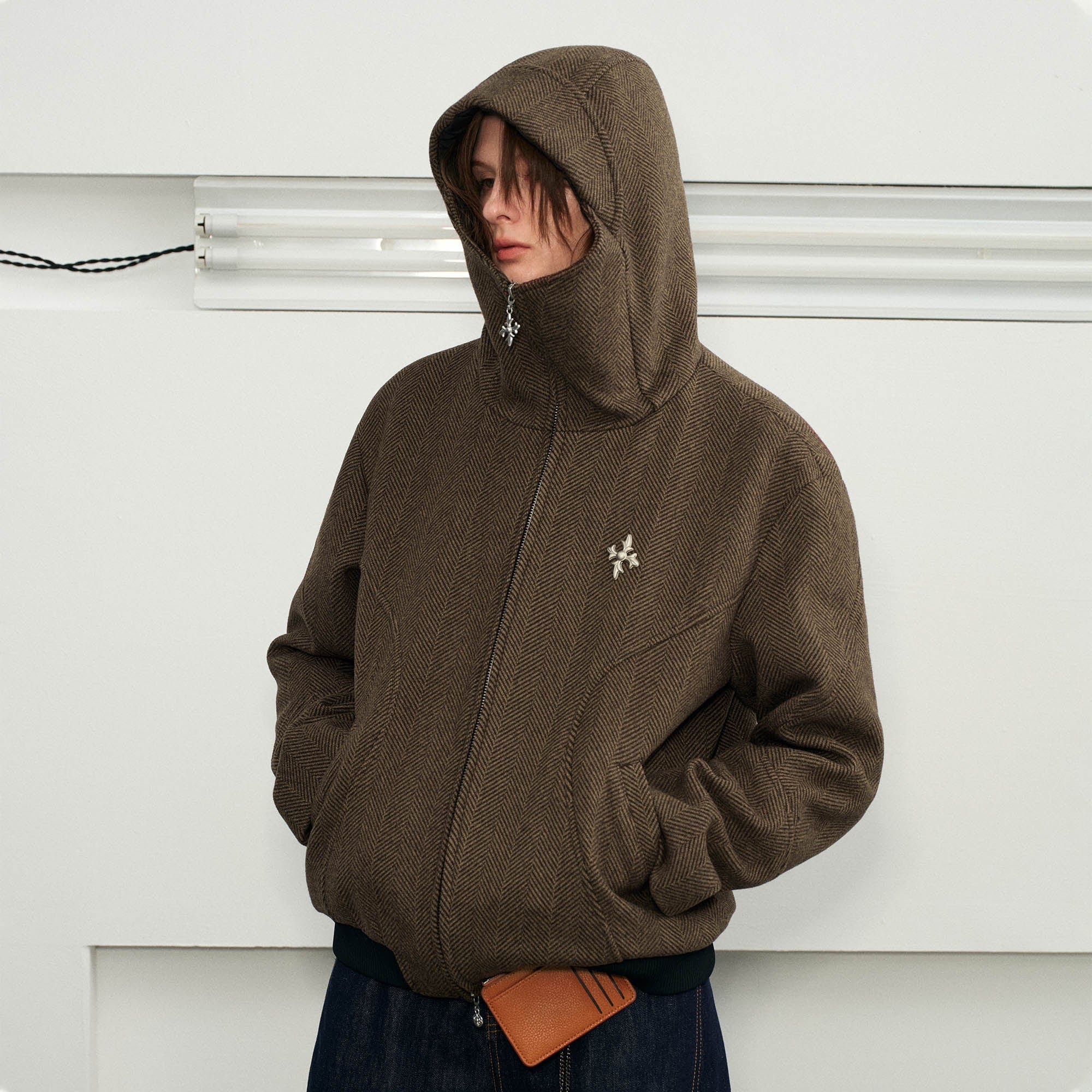 KREATE Herringbone Hooded Jacket, premium urban and streetwear designers apparel on PROJECTISR.com, KREATE