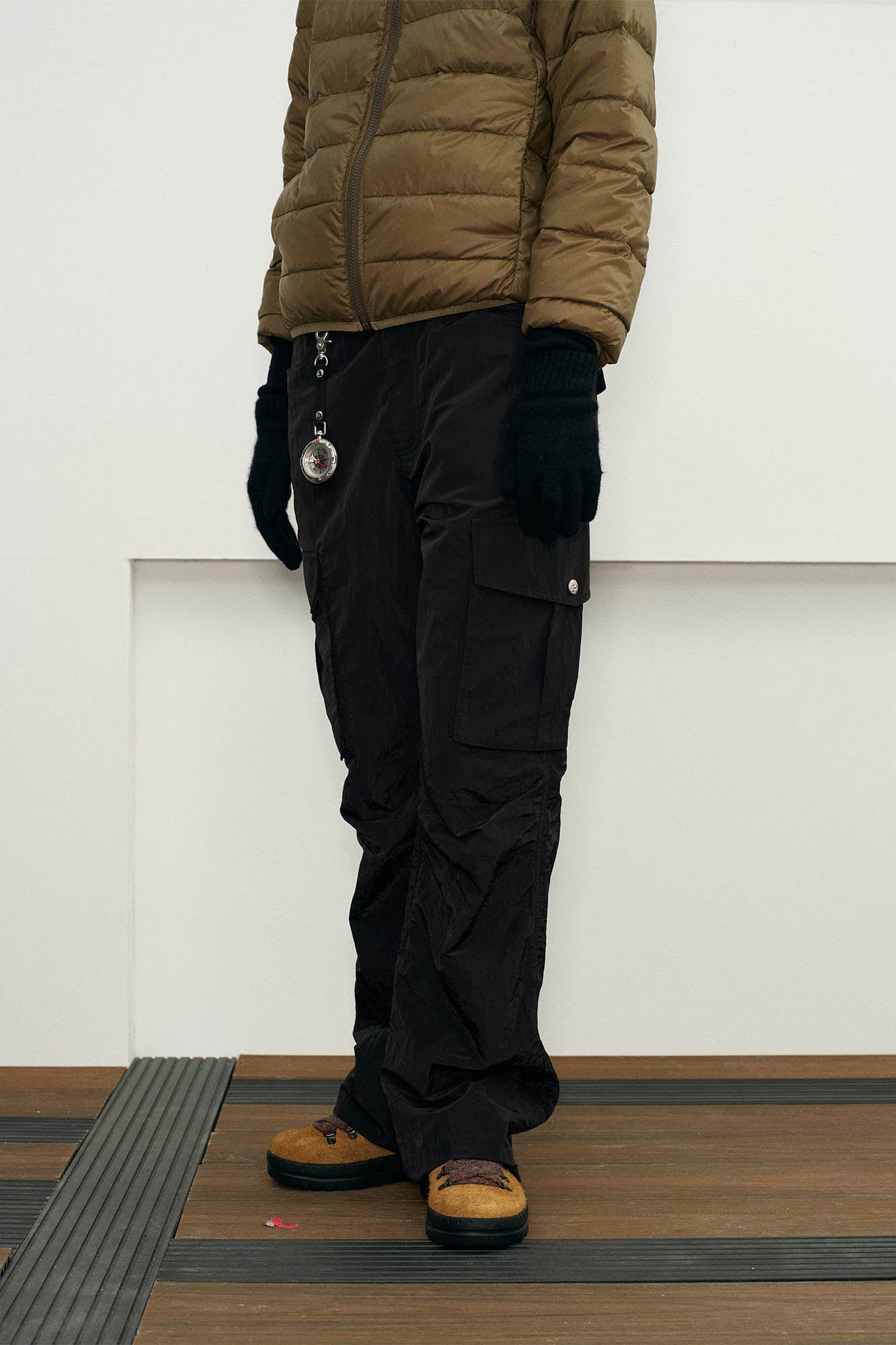 KREATE Liquid Metal Crinkled Flared Cargo, premium urban and streetwear designers apparel on PROJECTISR.com, KREATE