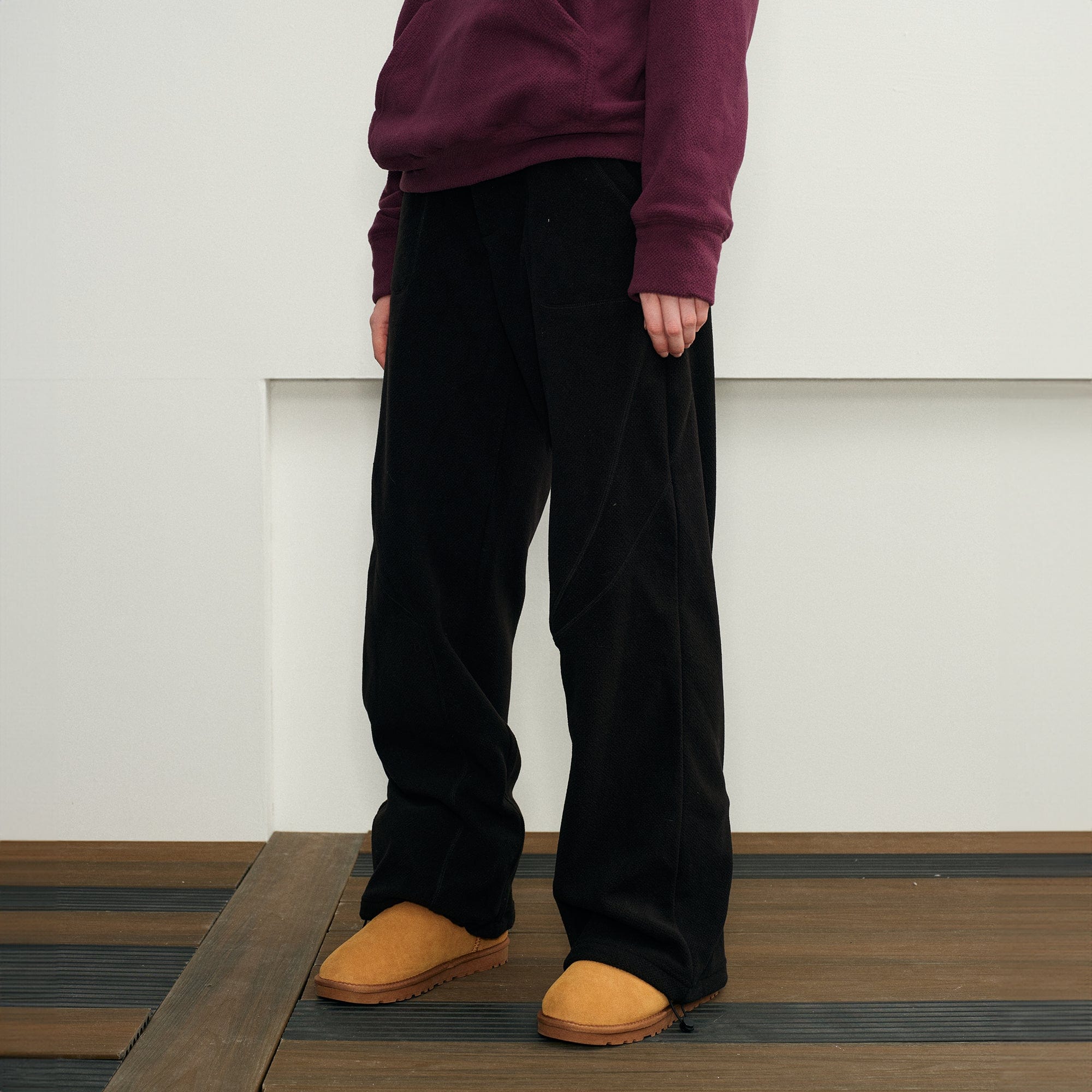 KREATE Curved Seam Thermal Wide-Leg Pants, premium urban and streetwear designers apparel on PROJECTISR.com, KREATE