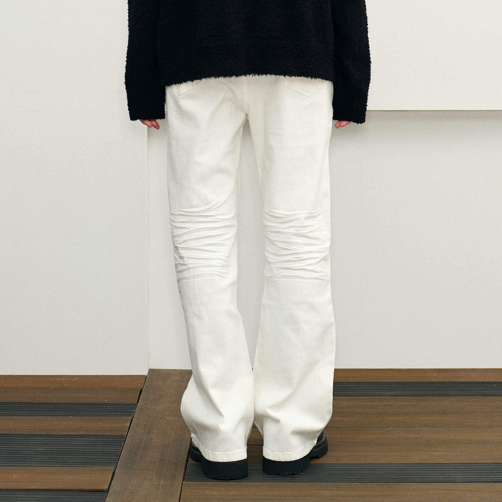 KREATE Pleated Straight-Leg Jeans, premium urban and streetwear designers apparel on PROJECTISR.com, KREATE