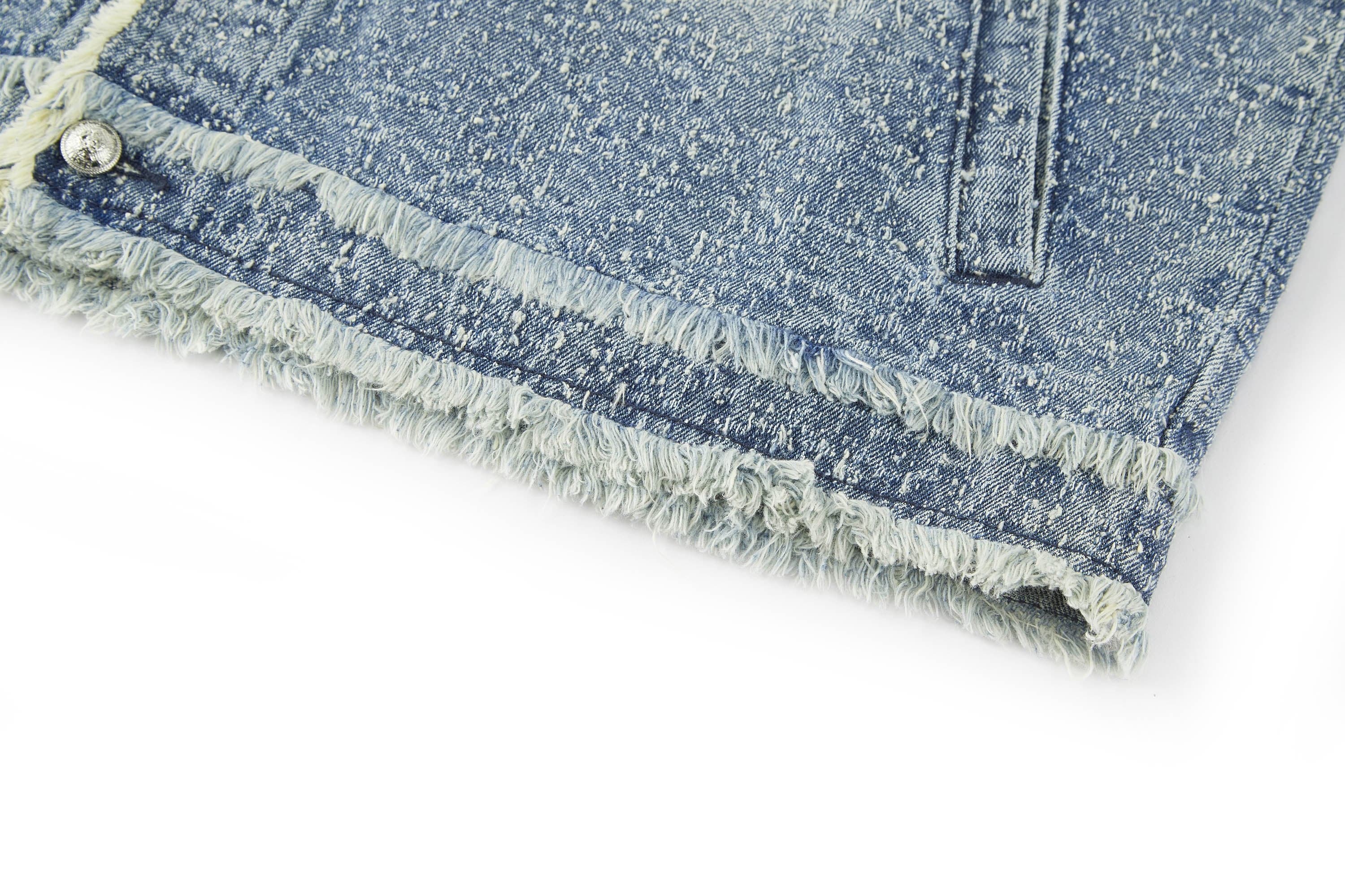 BONELESS Washed Frayed Edge Denim Jacket, premium urban and streetwear designers apparel on PROJECTISR.com, BONELESS