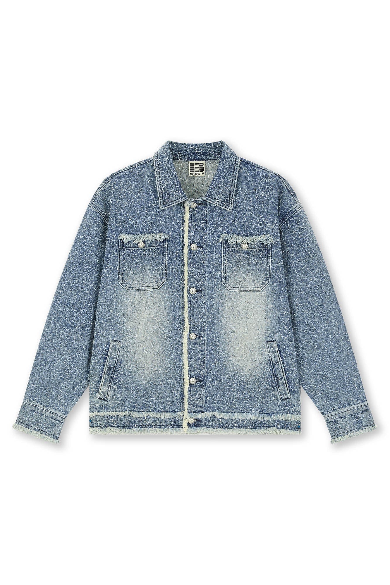 BONELESS Washed Frayed Edge Denim Jacket, premium urban and streetwear designers apparel on PROJECTISR.com, BONELESS