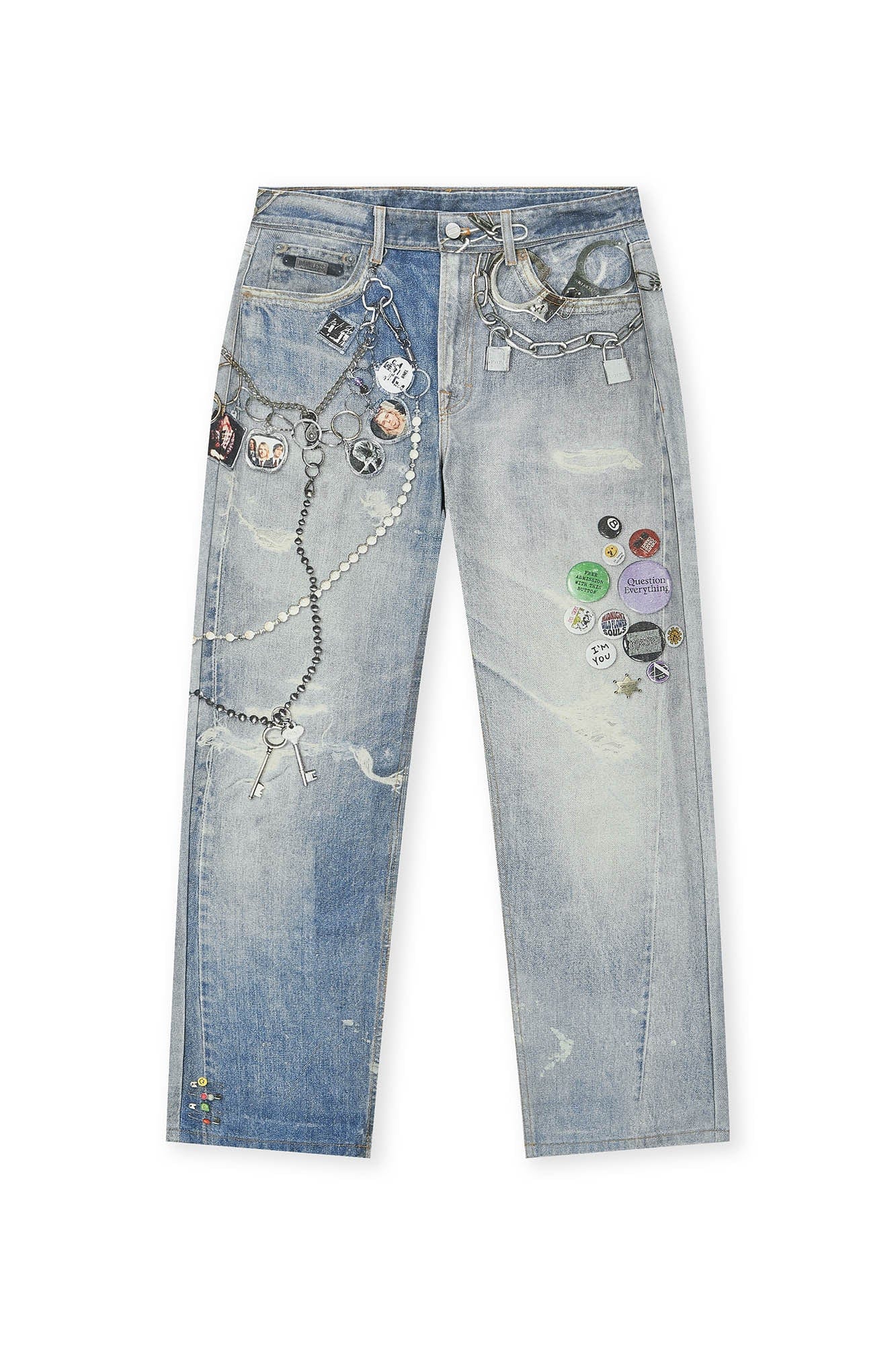 BONELESS Retro Chain Graphic Washed Jeans, premium urban and streetwear designers apparel on PROJECTISR.com, BONELESS