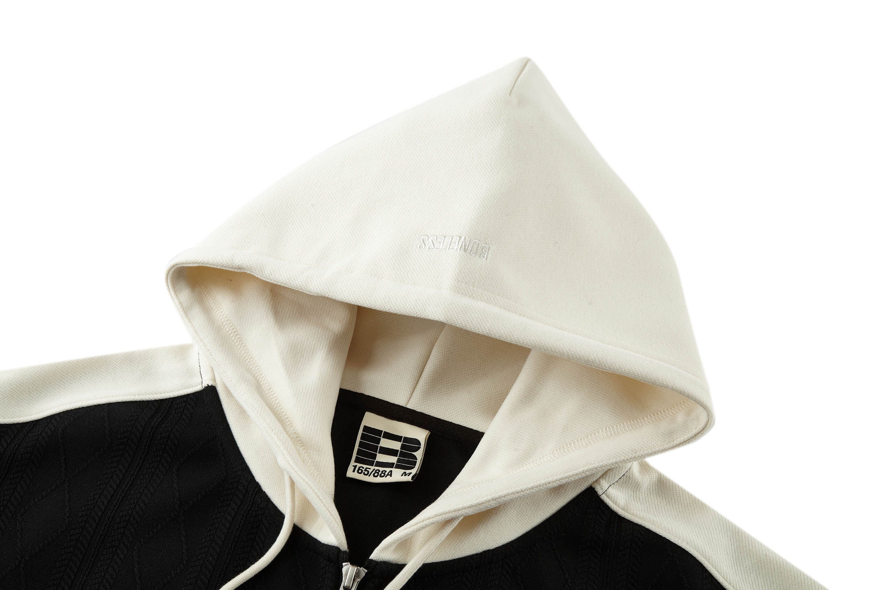 BONELESS Jacquard Contrast Paneled Hooded Jacket, premium urban and streetwear designers apparel on PROJECTISR.com, BONELESS