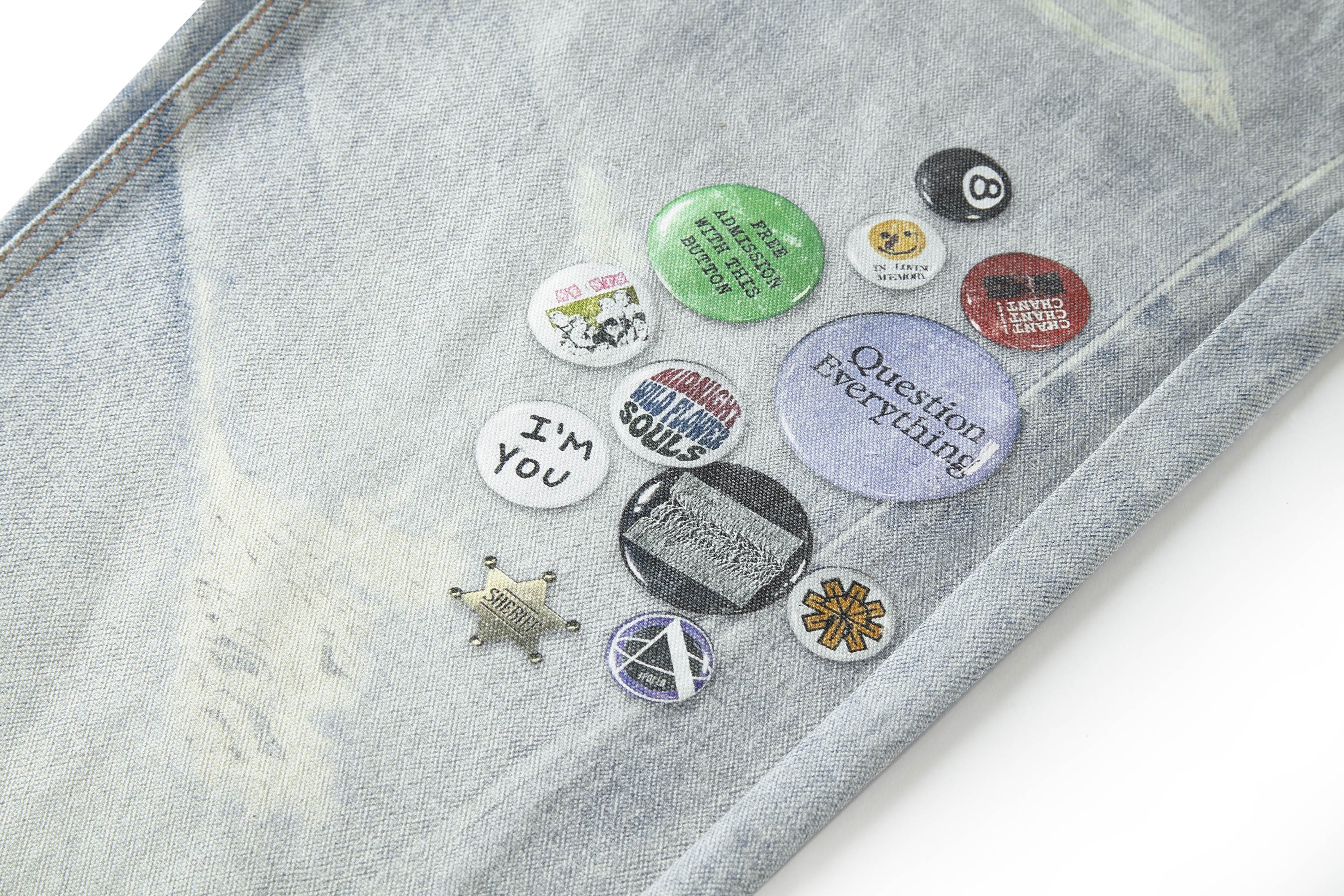 BONELESS Retro Chain Graphic Washed Jeans, premium urban and streetwear designers apparel on PROJECTISR.com, BONELESS