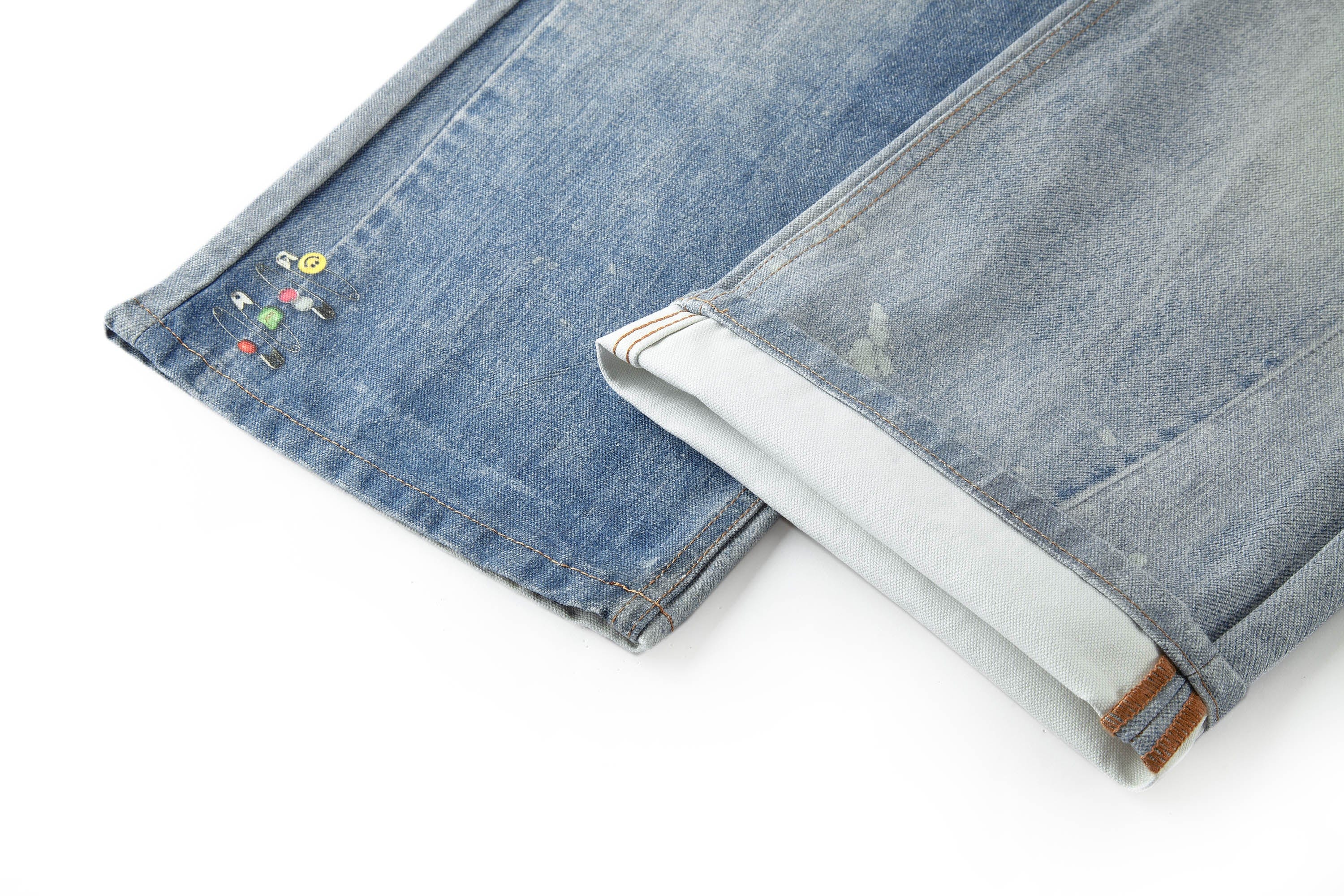 BONELESS Retro Chain Graphic Washed Jeans, premium urban and streetwear designers apparel on PROJECTISR.com, BONELESS