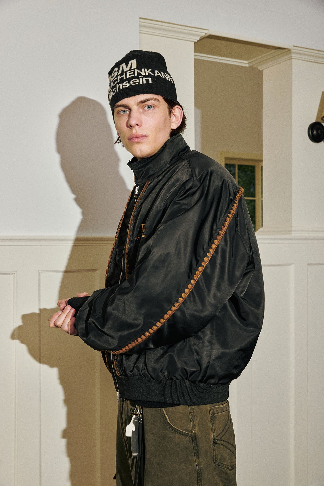DONSMOKE Glossy Contrast Whipstitch Bomber Jacket, premium urban and streetwear designers apparel on PROJECTISR.com, DONSMOKE