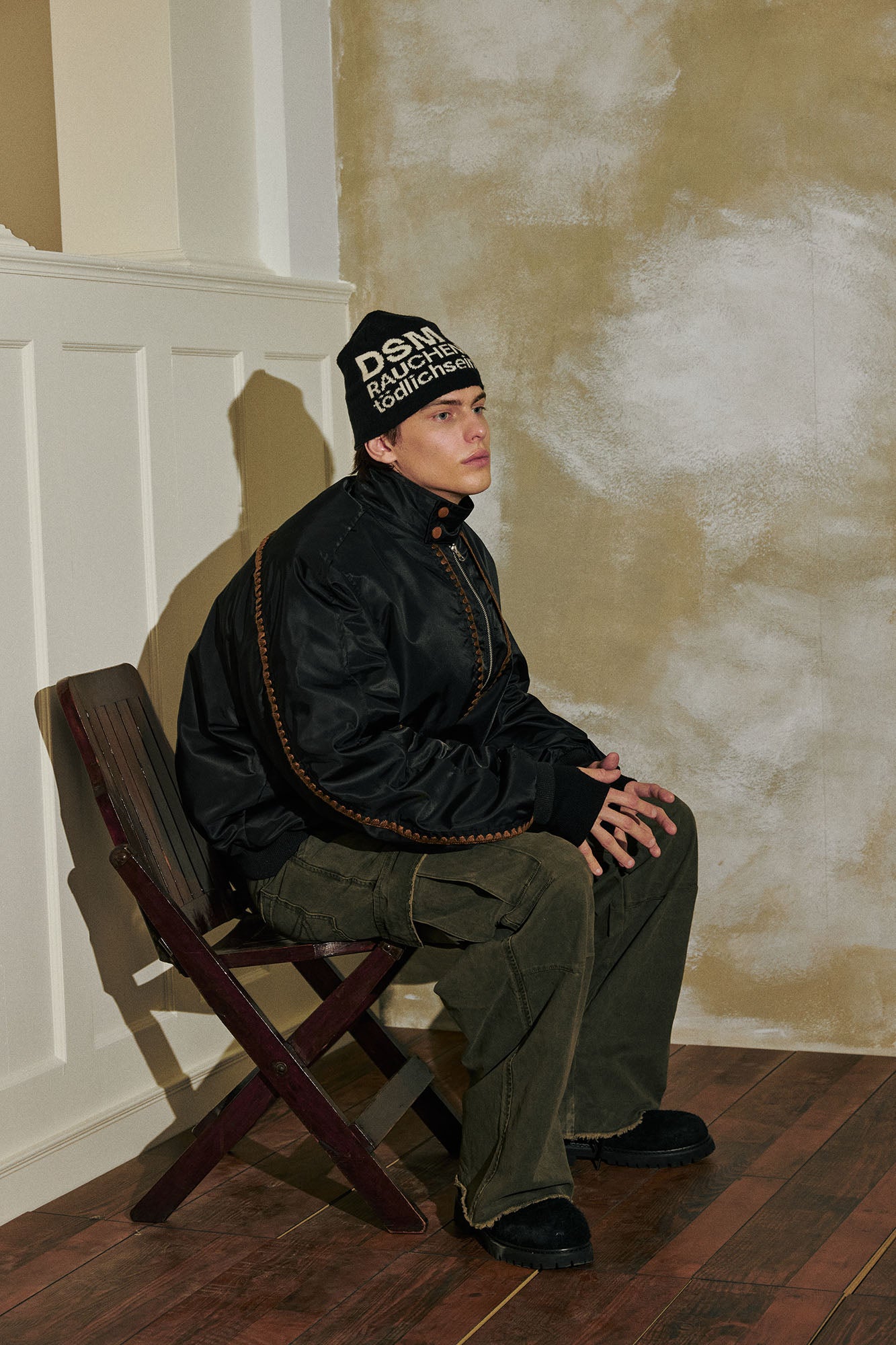 DONSMOKE Glossy Contrast Whipstitch Bomber Jacket, premium urban and streetwear designers apparel on PROJECTISR.com, DONSMOKE