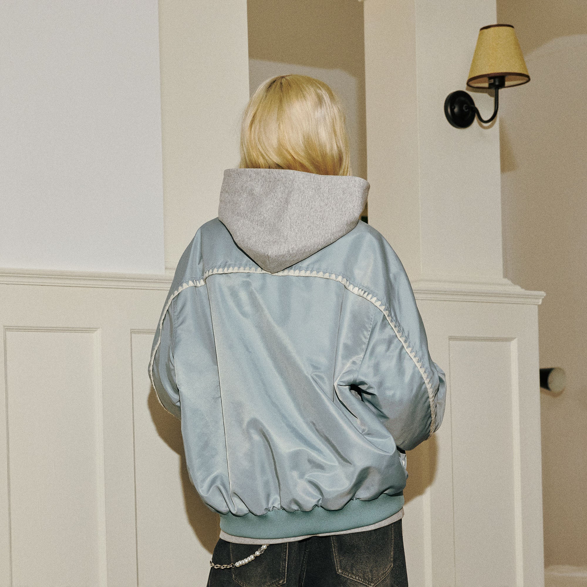 DONSMOKE Glossy Contrast Whipstitch Bomber Jacket, premium urban and streetwear designers apparel on PROJECTISR.com, DONSMOKE