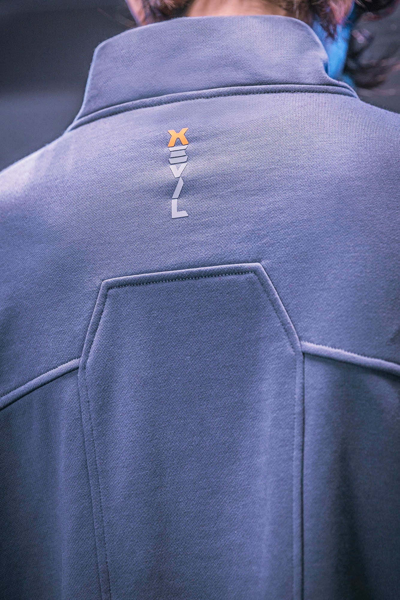 XIPHEVIL Mesh Paneled Tactical Turtleneck Sweatshirt Blue, premium urban and streetwear designers apparel on PROJECTISR.com, XIPHEVIL