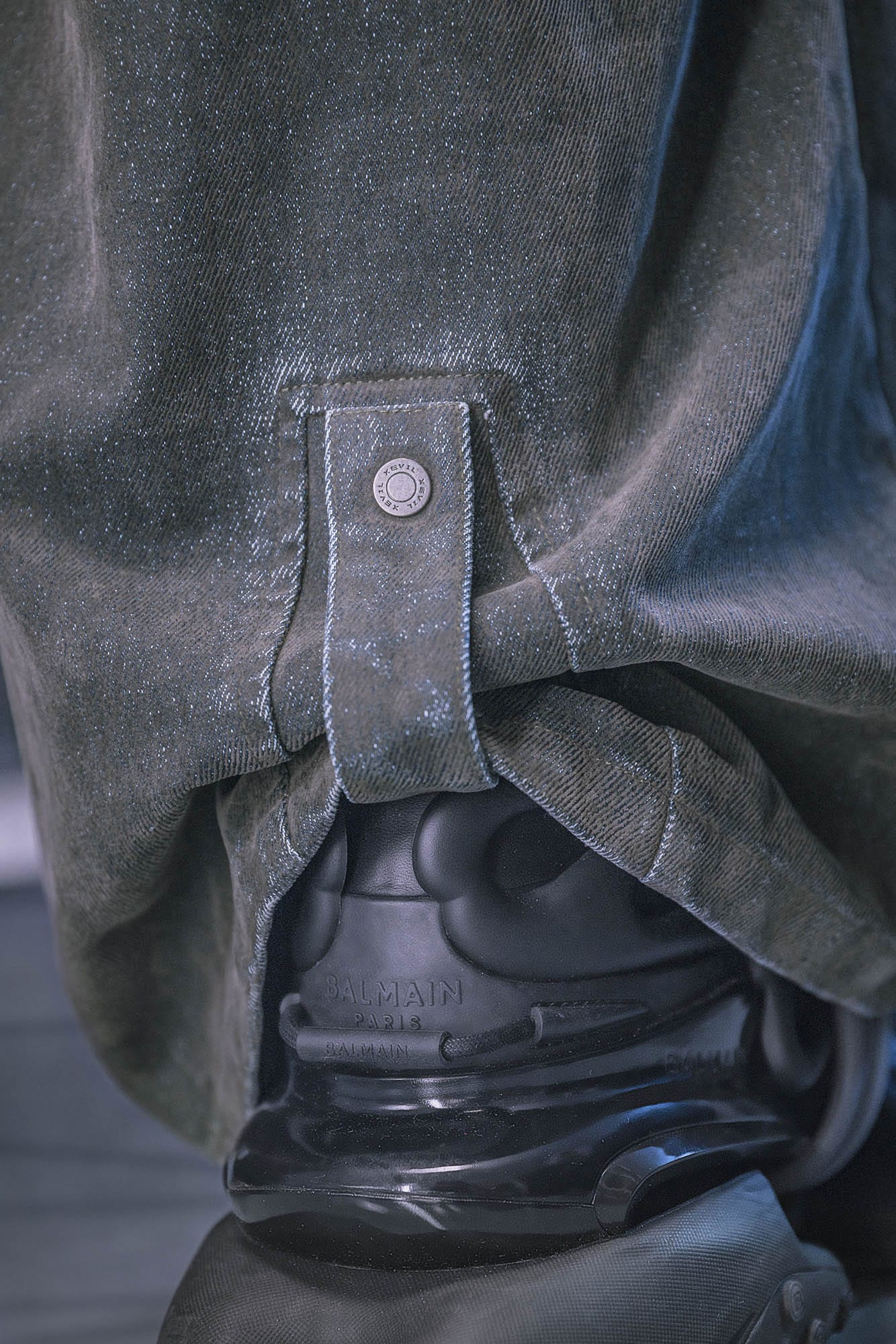 XIPHEVIL Layered Paneled Robotic Wide-Leg Pants, premium urban and streetwear designers apparel on PROJECTISR.com, XIPHEVIL