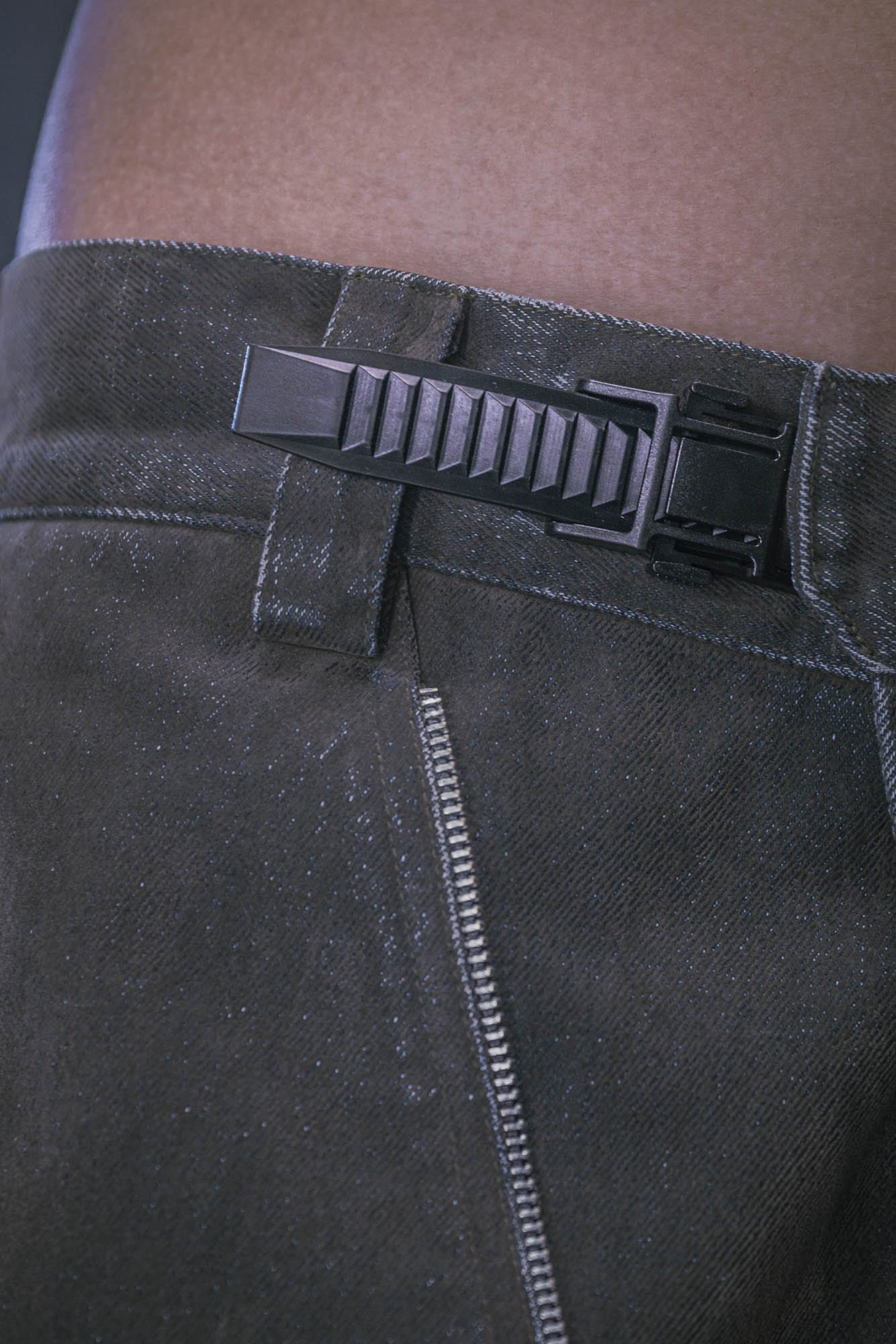 XIPHEVIL Layered Paneled Robotic Wide-Leg Pants, premium urban and streetwear designers apparel on PROJECTISR.com, XIPHEVIL