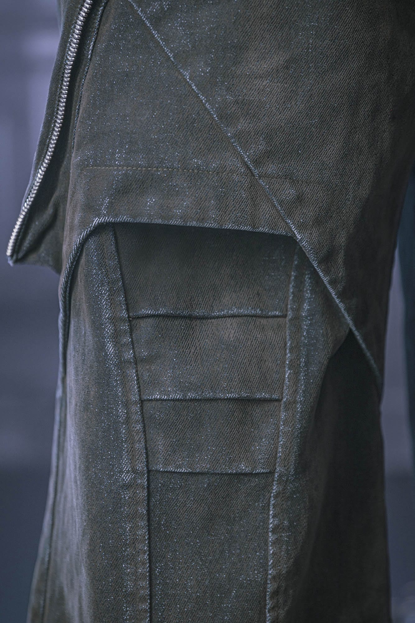 XIPHEVIL Layered Paneled Robotic Wide-Leg Pants, premium urban and streetwear designers apparel on PROJECTISR.com, XIPHEVIL