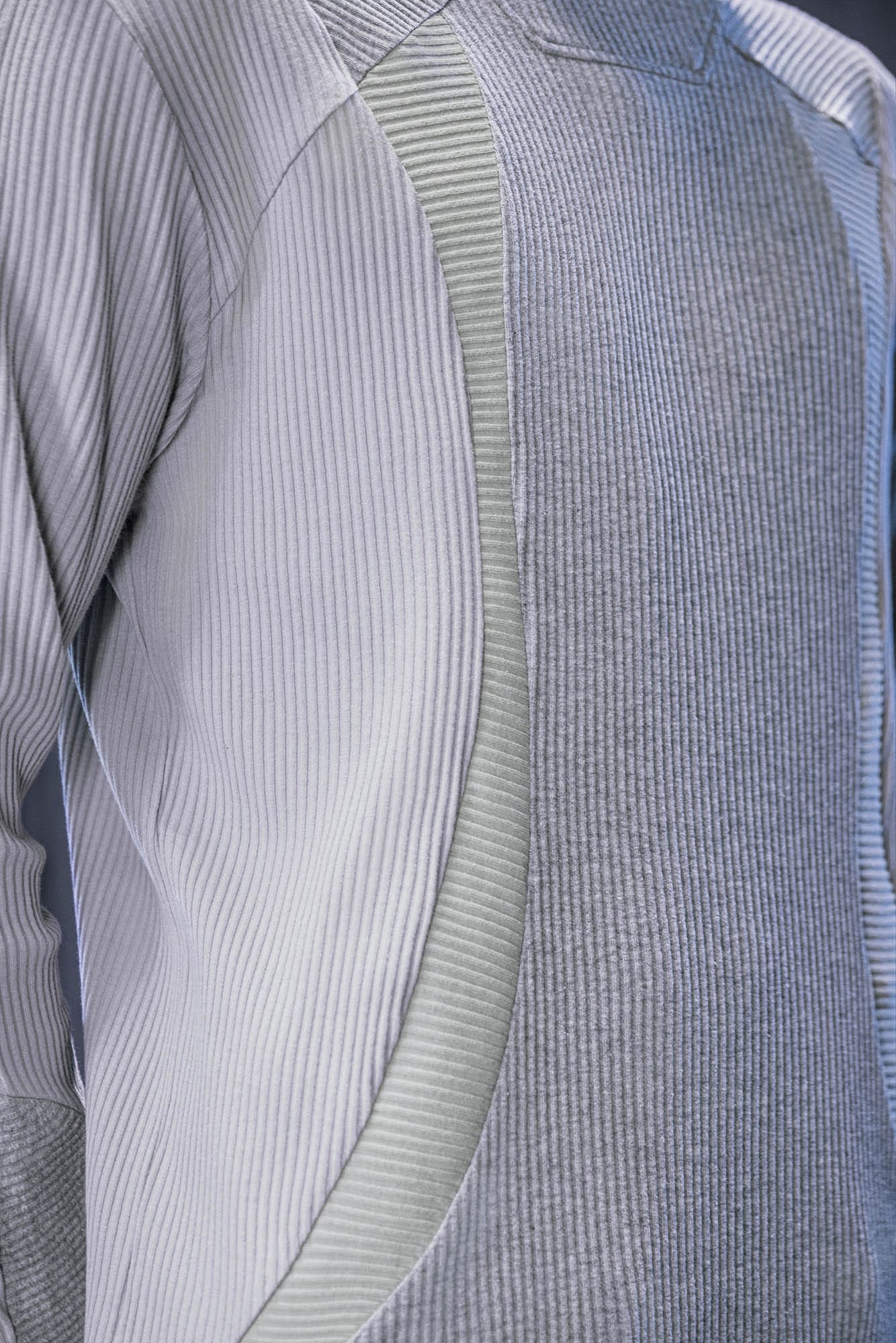 XIPHEVIL Ribbed Paneled Turtleneck Long-Sleeve Tee Grey, premium urban and streetwear designers apparel on PROJECTISR.com, XIPHEVIL
