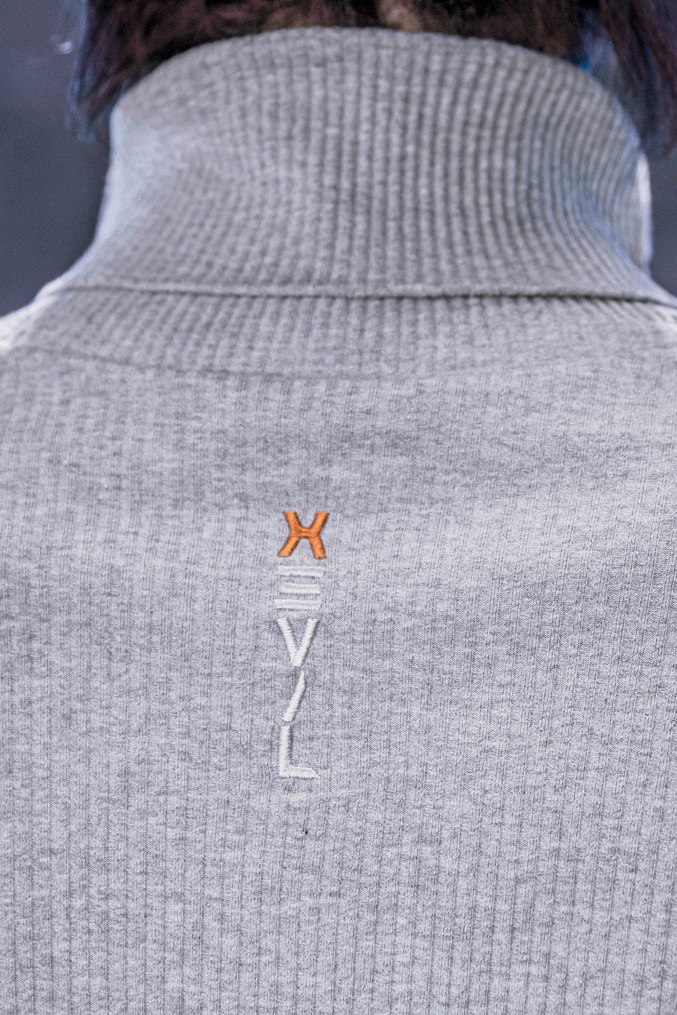 XIPHEVIL Ribbed Paneled Turtleneck Long-Sleeve Tee Grey, premium urban and streetwear designers apparel on PROJECTISR.com, XIPHEVIL