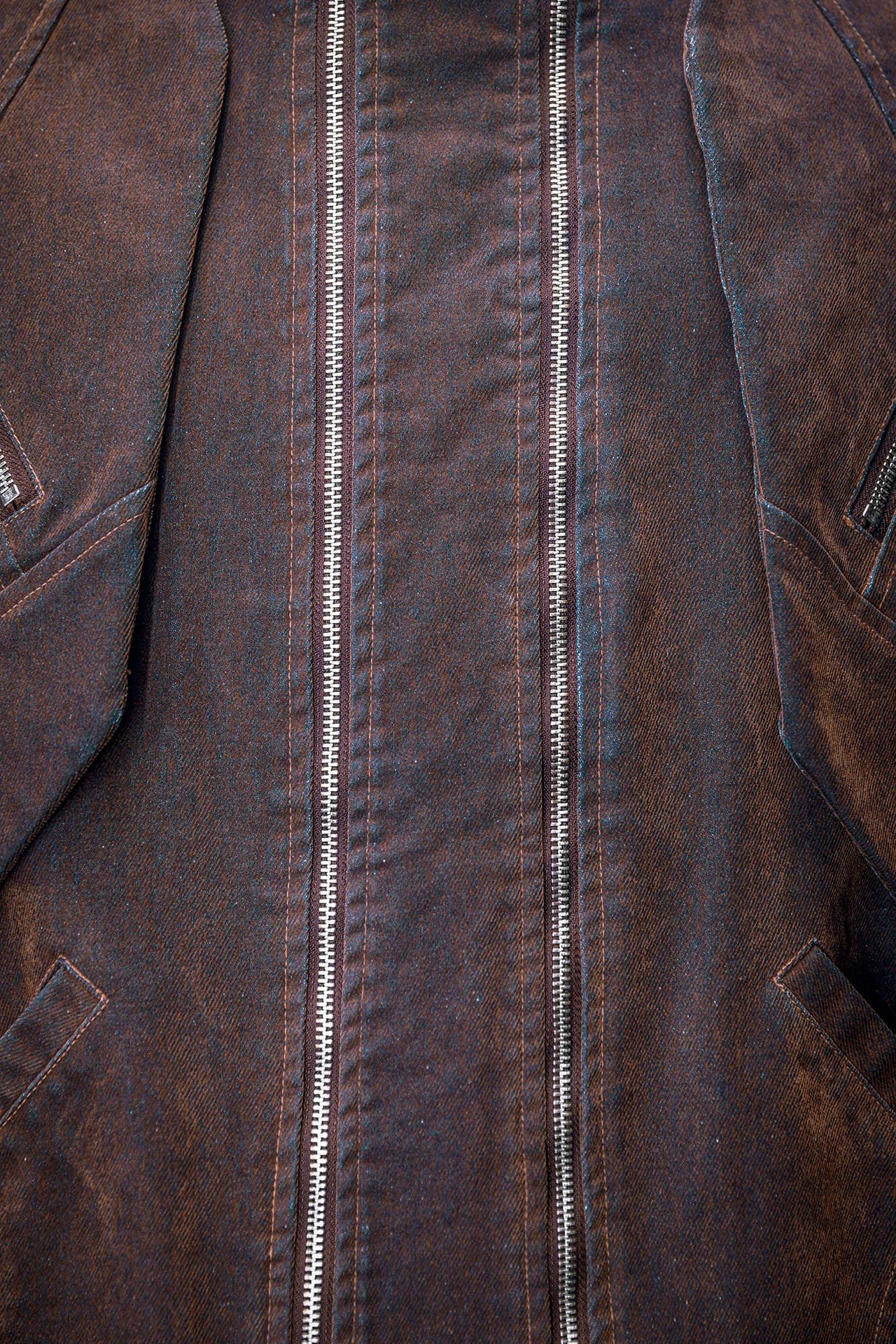 XIPHEVIL Mech Deconstructed Washed Denim Jacket Brown, premium urban and streetwear designers apparel on PROJECTISR.com, XIPHEVIL