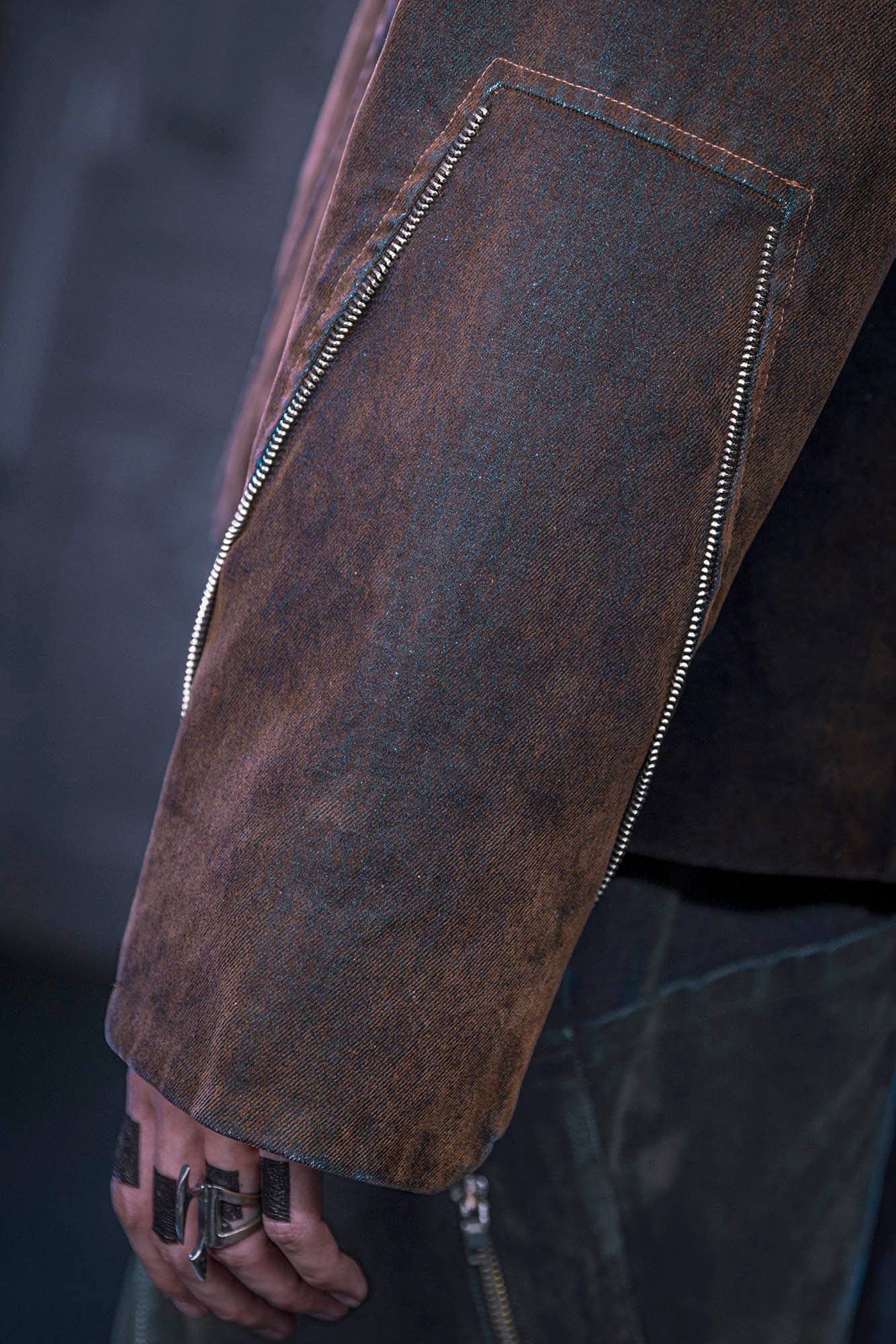 XIPHEVIL Mech Deconstructed Washed Denim Jacket Brown, premium urban and streetwear designers apparel on PROJECTISR.com, XIPHEVIL