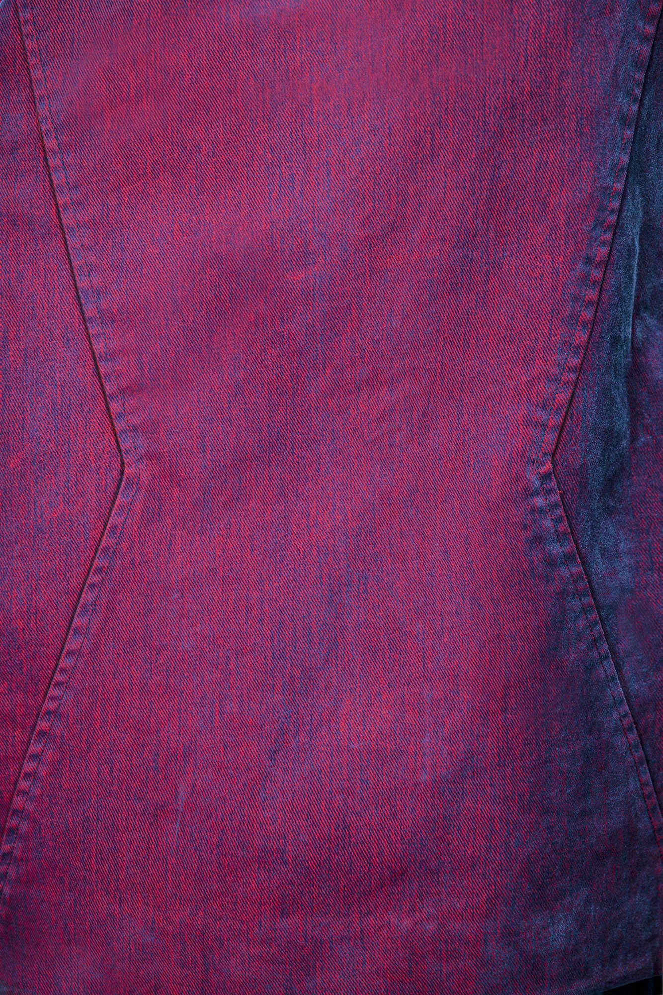 XIPHEVIL Mech Deconstructed Washed Denim Jacket Red, premium urban and streetwear designers apparel on PROJECTISR.com, XIPHEVIL