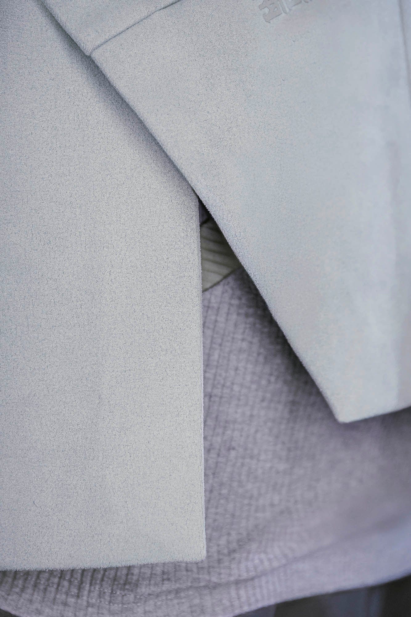 XIPHEVIL Deconstructed Utility Faux Suede Daoist Robe White, premium urban and streetwear designers apparel on PROJECTISR.com, XIPHEVIL