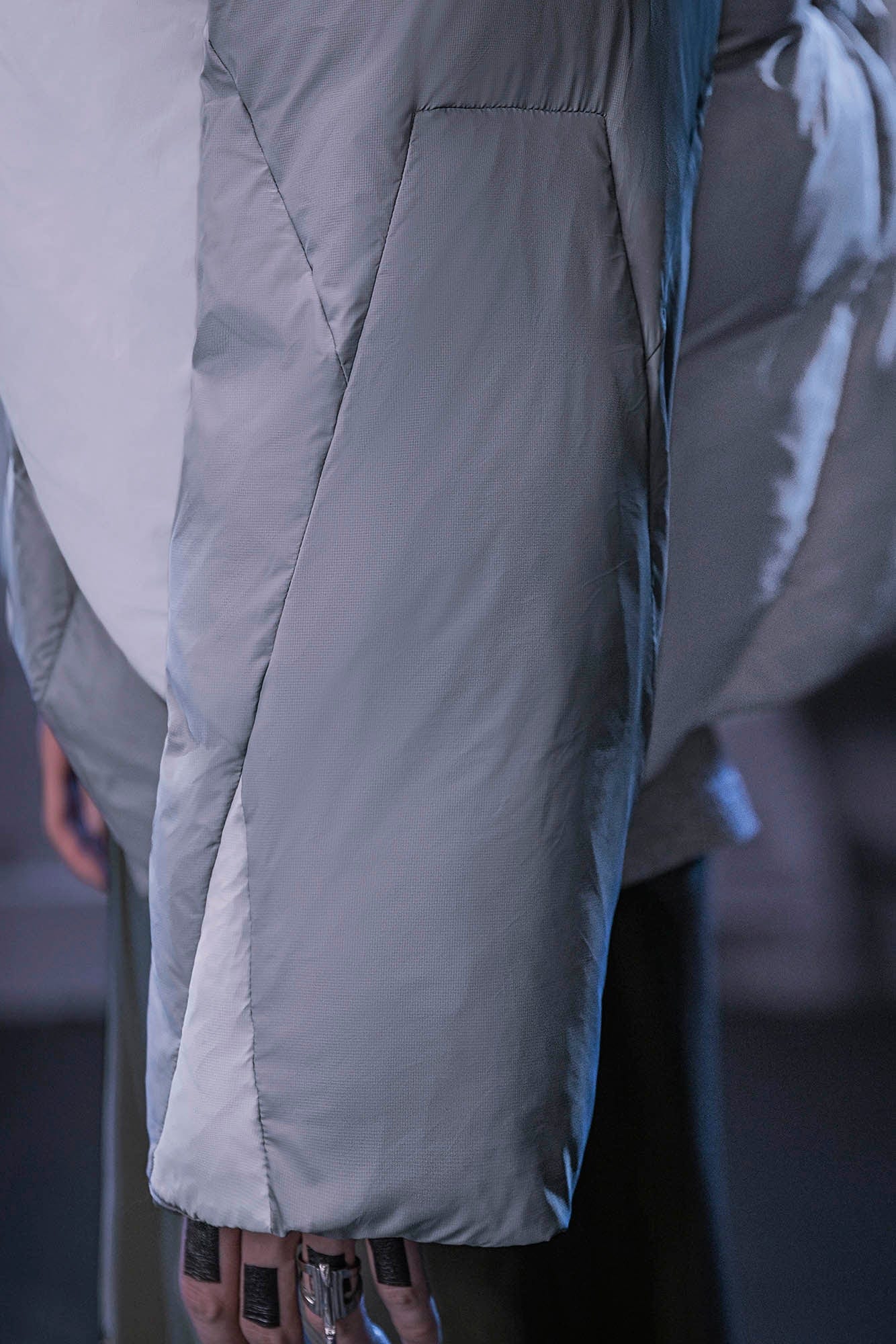 XIPHEVIL Exoskeleton Detachable-Sleeve Paneled Puffer Jacket, premium urban and streetwear designers apparel on PROJECTISR.com, XIPHEVIL
