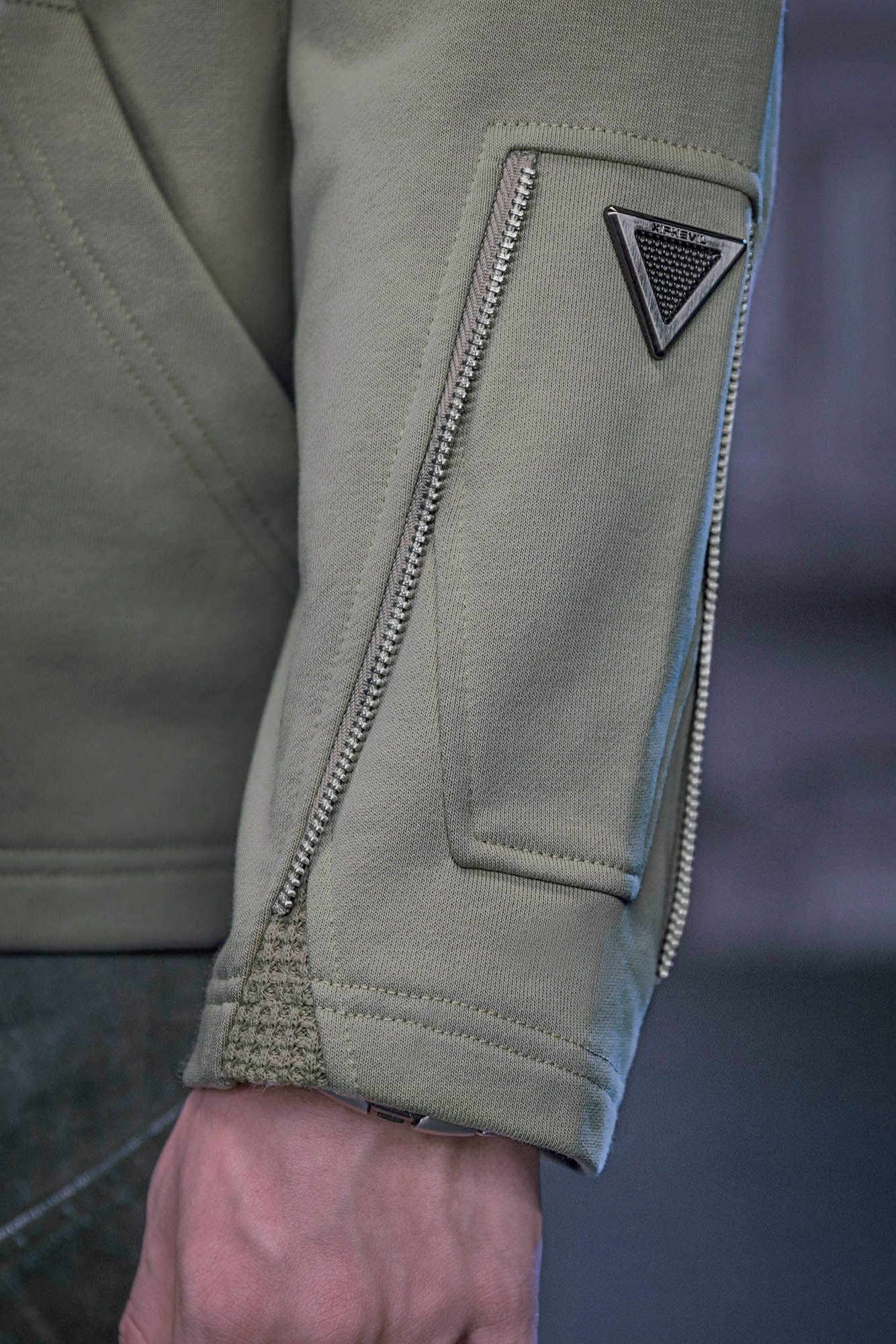 XIPHEVIL Mesh Paneled Tactical Turtleneck Sweatshirt Green, premium urban and streetwear designers apparel on PROJECTISR.com, XIPHEVIL