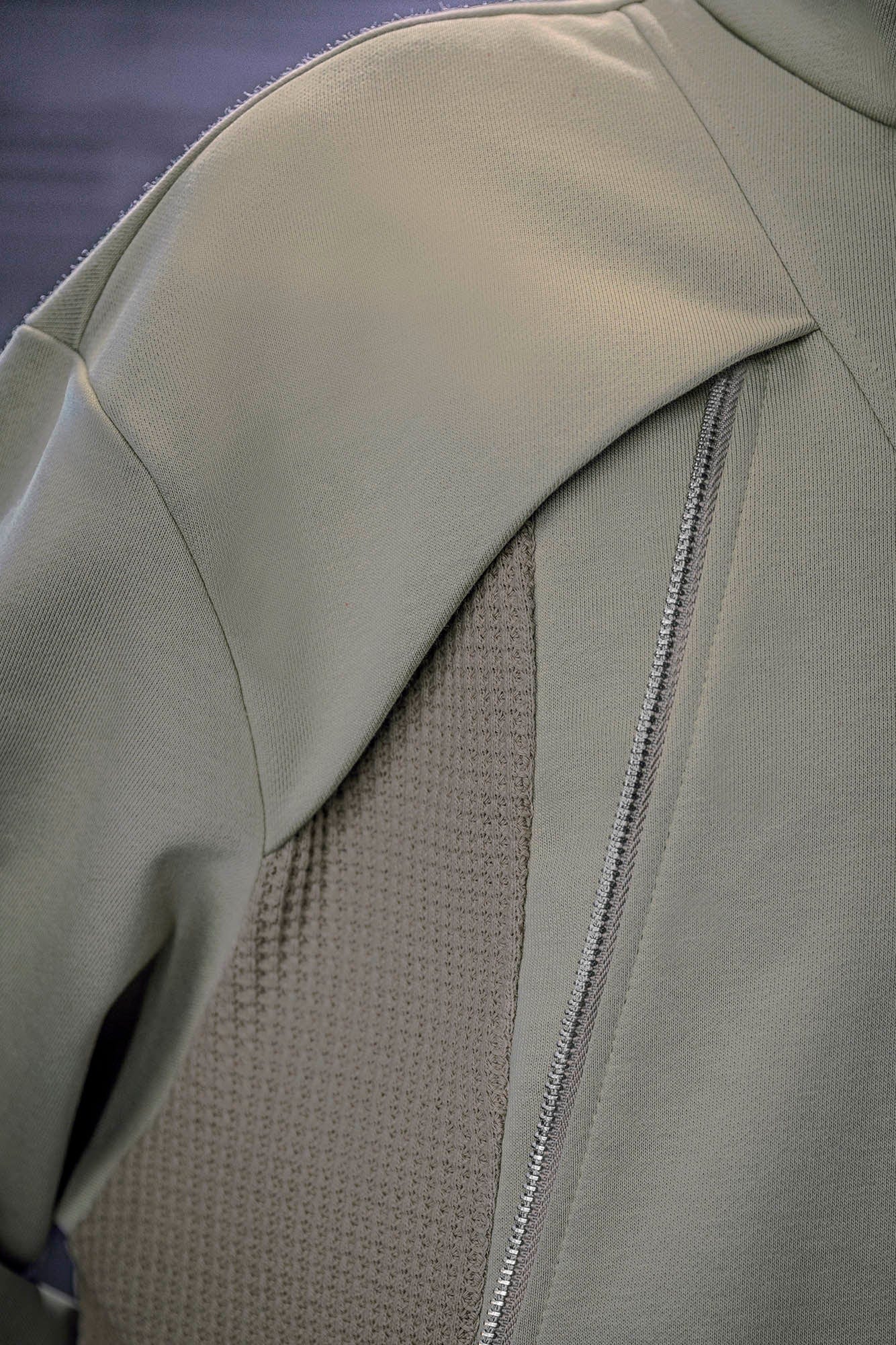 XIPHEVIL Mesh Paneled Tactical Turtleneck Sweatshirt Green, premium urban and streetwear designers apparel on PROJECTISR.com, XIPHEVIL