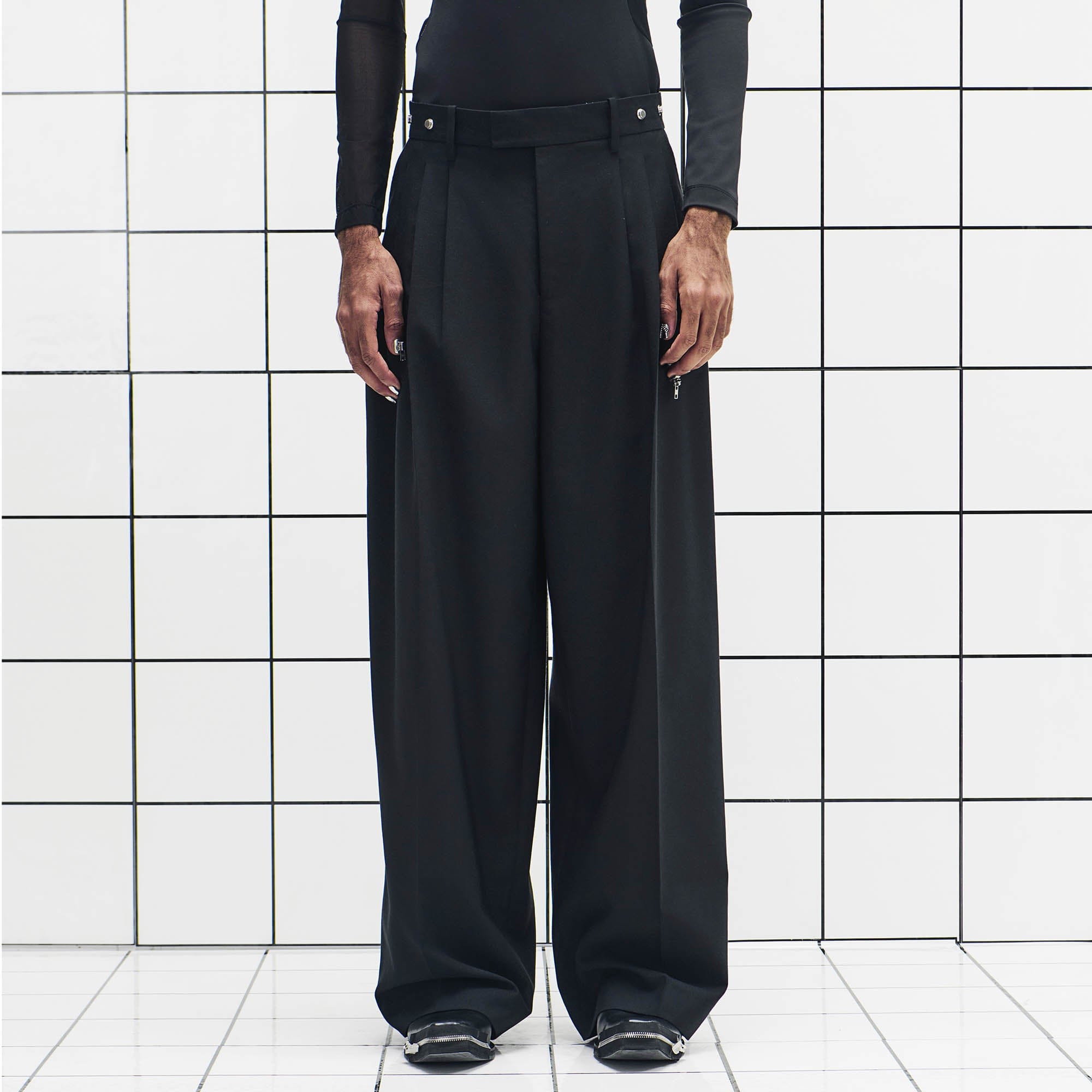 455EMBLE Wool-Blend Pleated Straight-Leg Oversized Trousers, premium urban and streetwear designers apparel on PROJECTISR.com, 455EMBLE