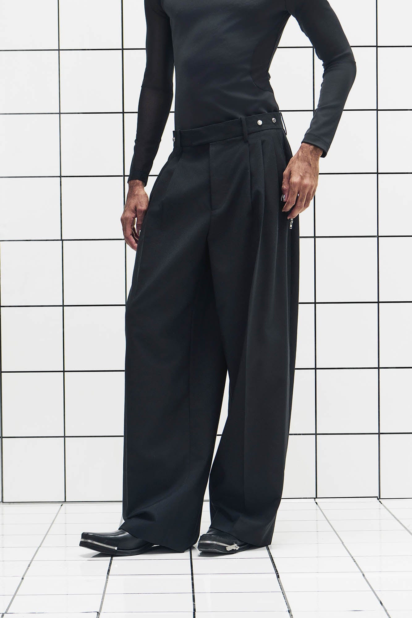 455EMBLE Wool-Blend Pleated Straight-Leg Oversized Trousers, premium urban and streetwear designers apparel on PROJECTISR.com, 455EMBLE