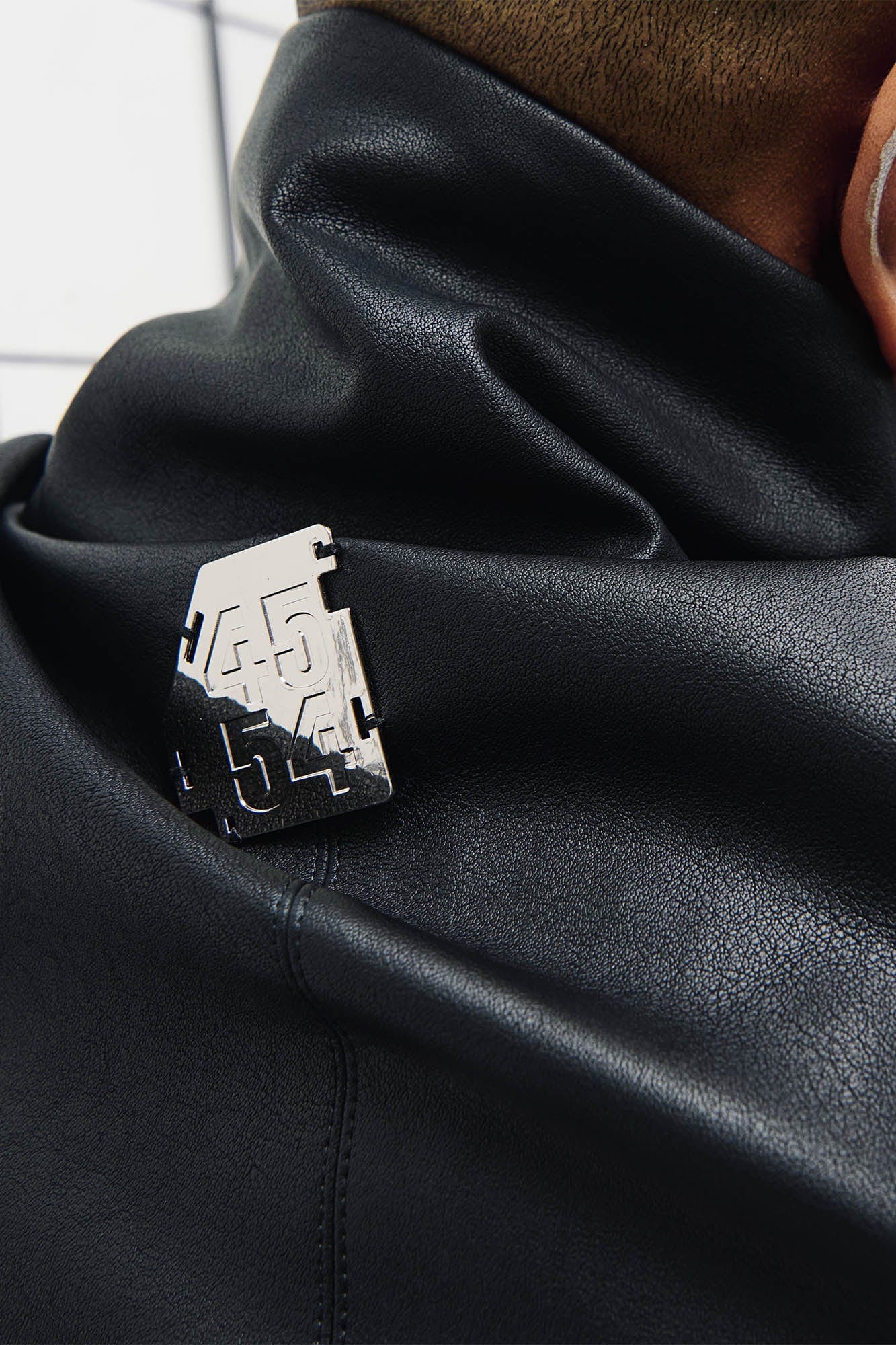 455EMBLE Multi-Zip Studded High-Collar PU Jacket, premium urban and streetwear designers apparel on PROJECTISR.com, 455EMBLE