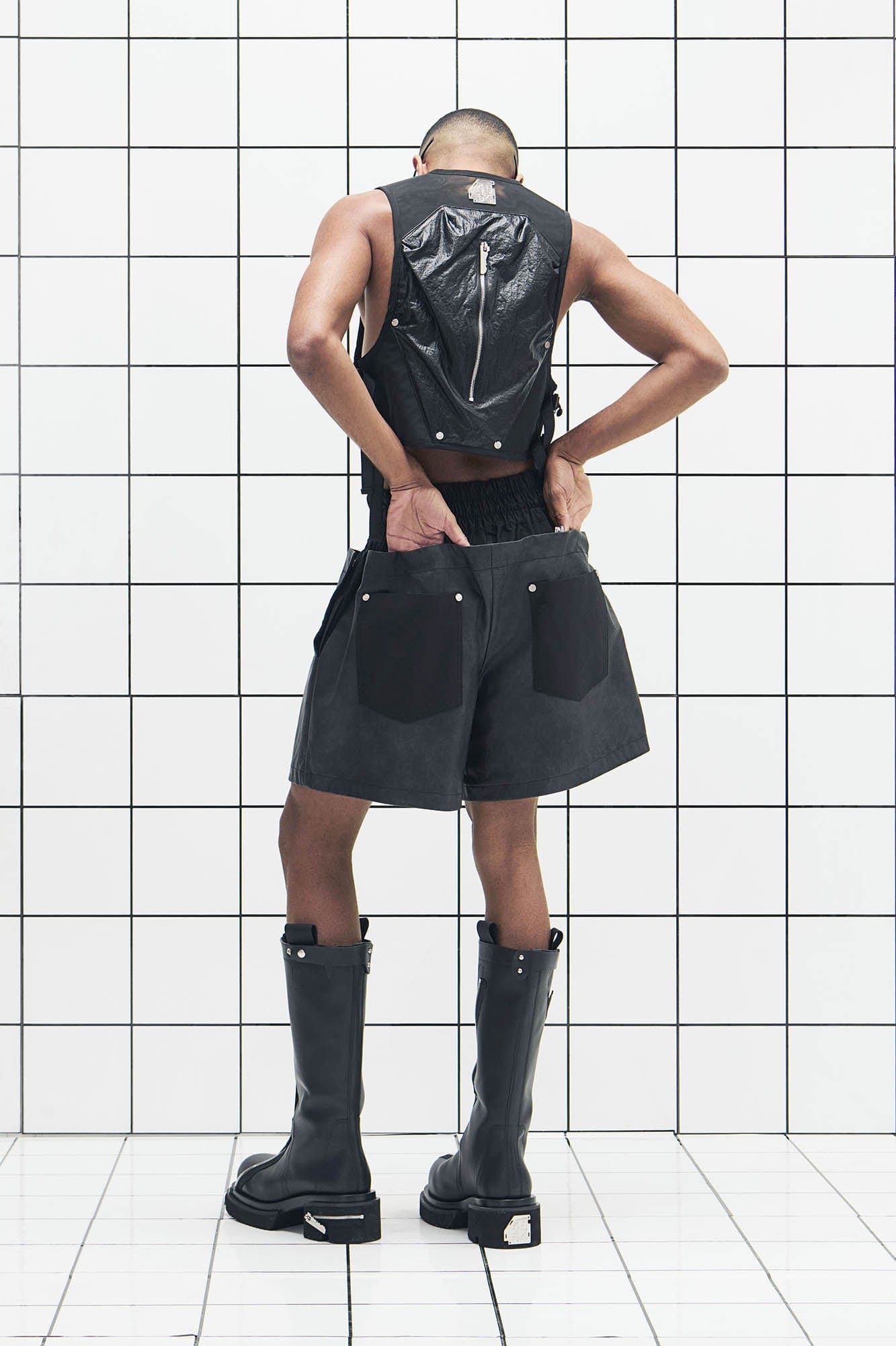 455EMBLE Layered Boxing PU Shorts, premium urban and streetwear designers apparel on PROJECTISR.com, 455EMBLE