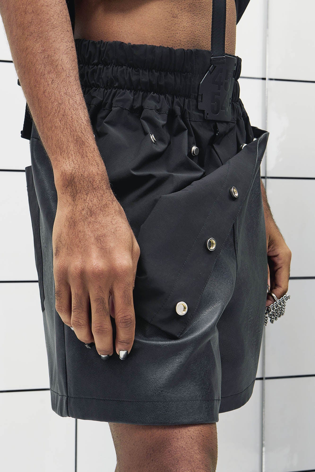 455EMBLE Layered Boxing PU Shorts, premium urban and streetwear designers apparel on PROJECTISR.com, 455EMBLE
