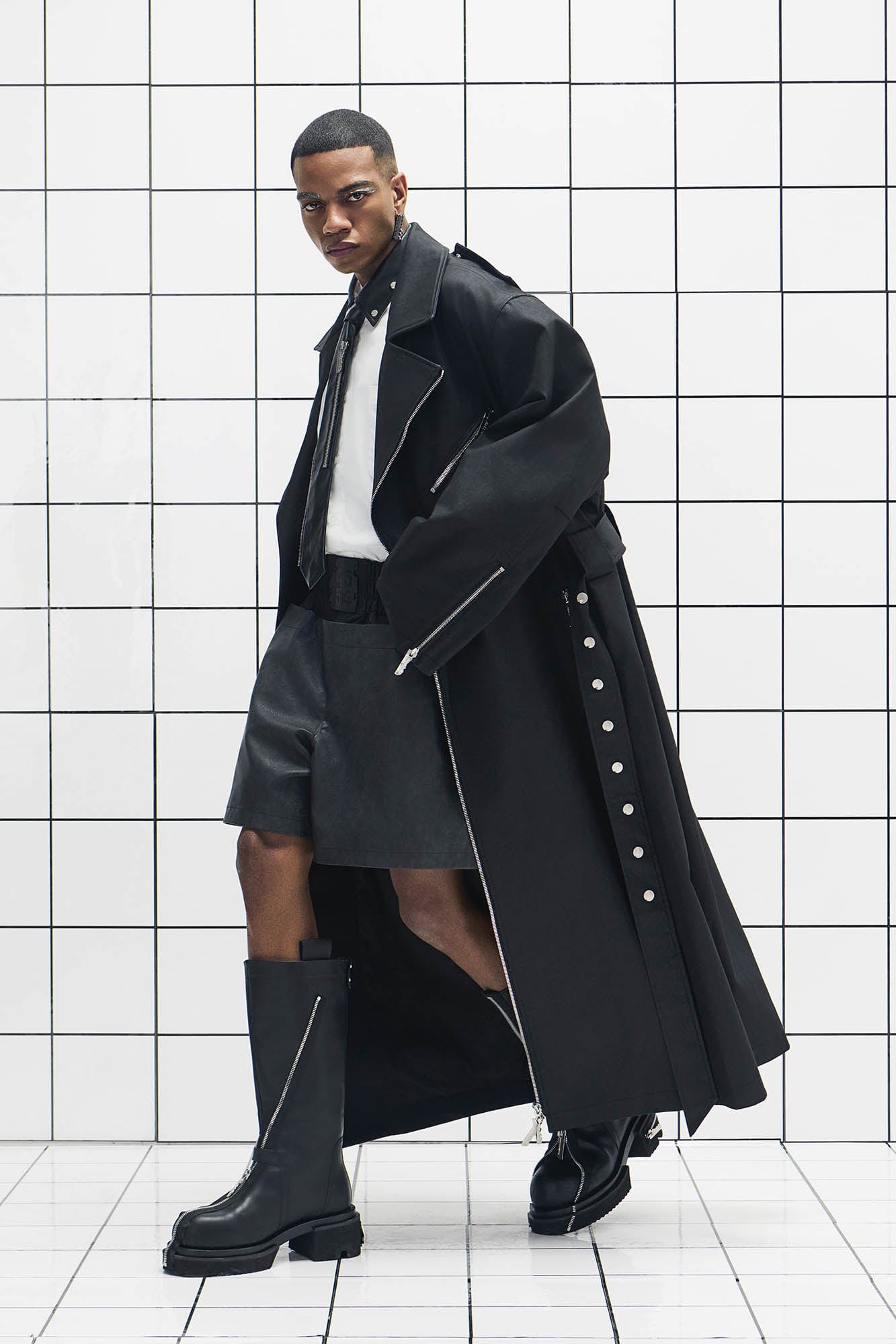 455EMBLE Snap-Fastener PU Trench Coat, premium urban and streetwear designers apparel on PROJECTISR.com, 455EMBLE