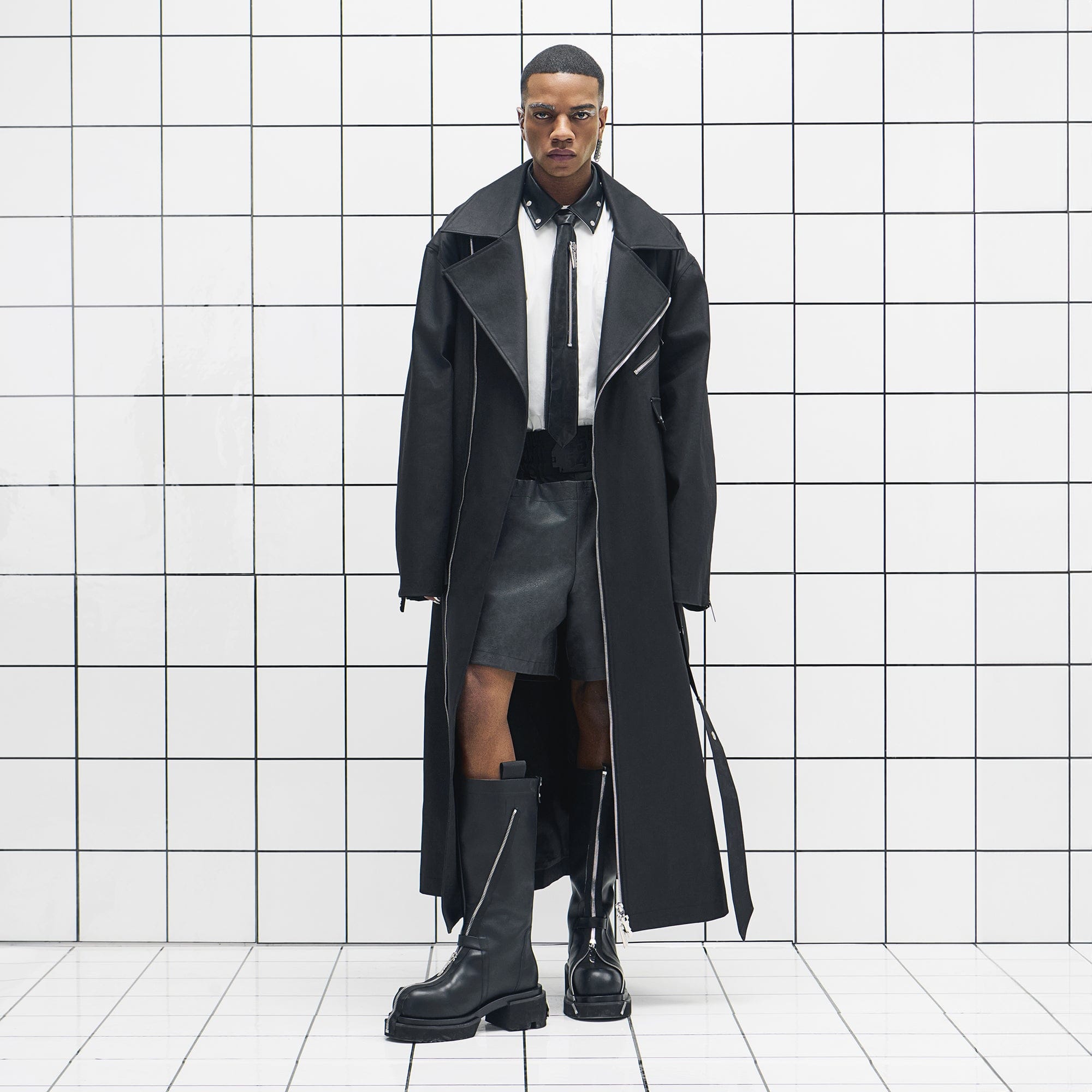 455EMBLE Snap-Fastener PU Trench Coat, premium urban and streetwear designers apparel on PROJECTISR.com, 455EMBLE